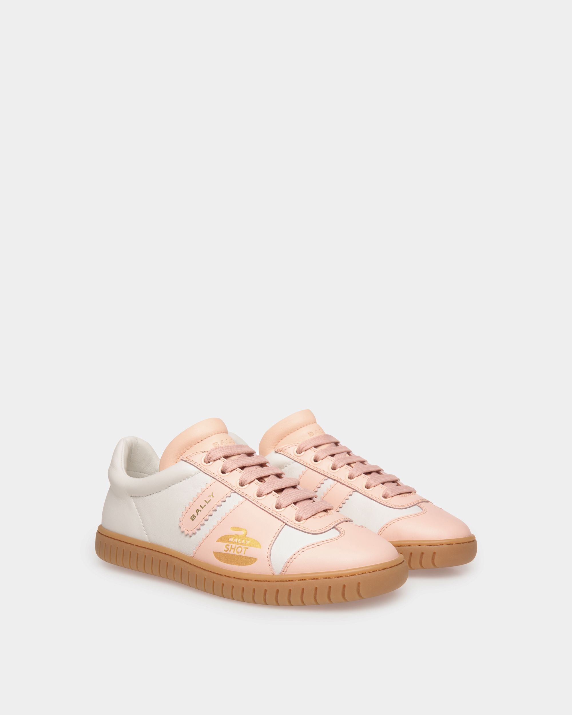 Player Sneaker in White and Baby Pink Leather - Women's - Bally - 02