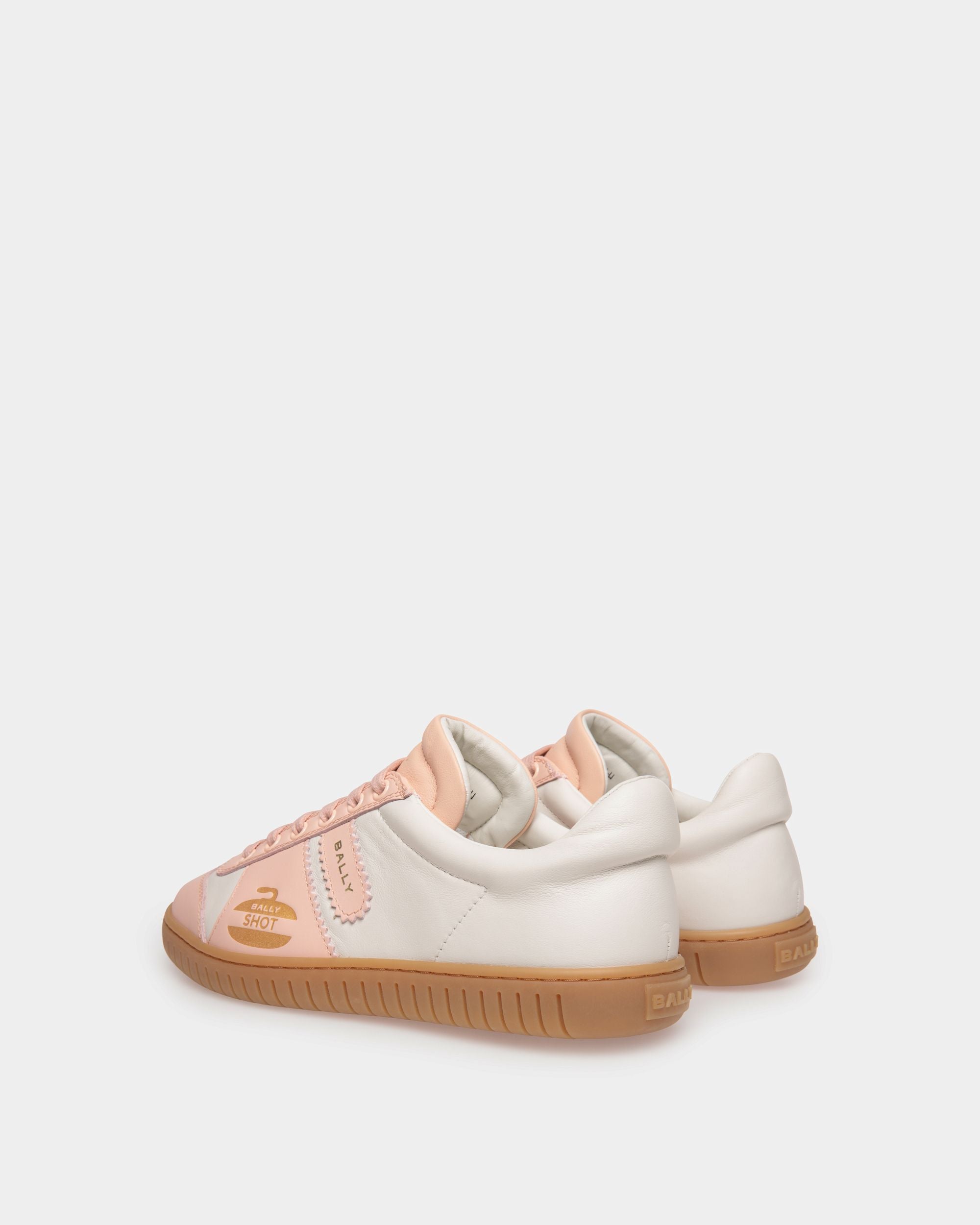 Player Sneaker in White and Baby Pink Leather - Women's - Bally - 03