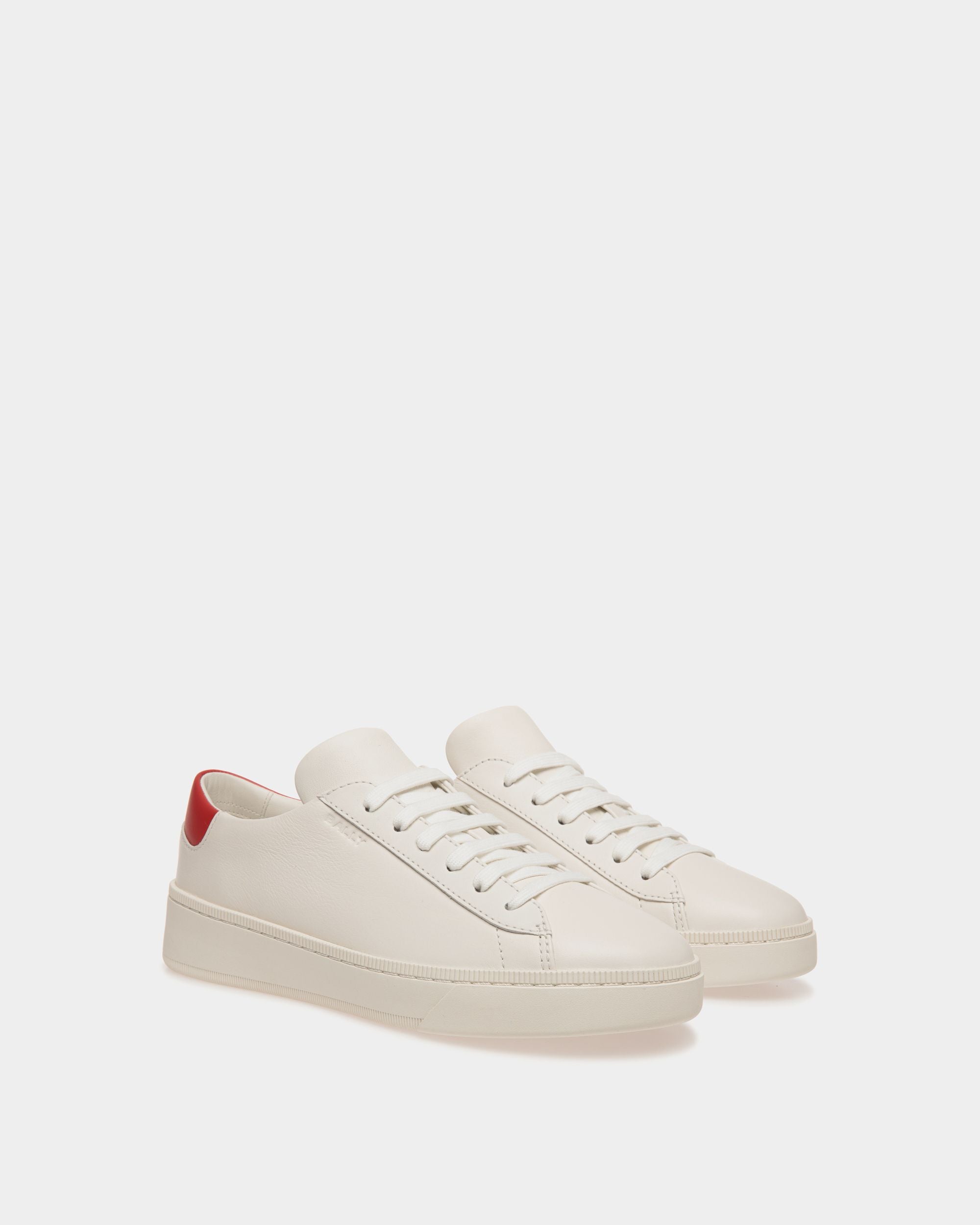 Raise Sneaker In White And Red Leather - Women's - Bally - 02