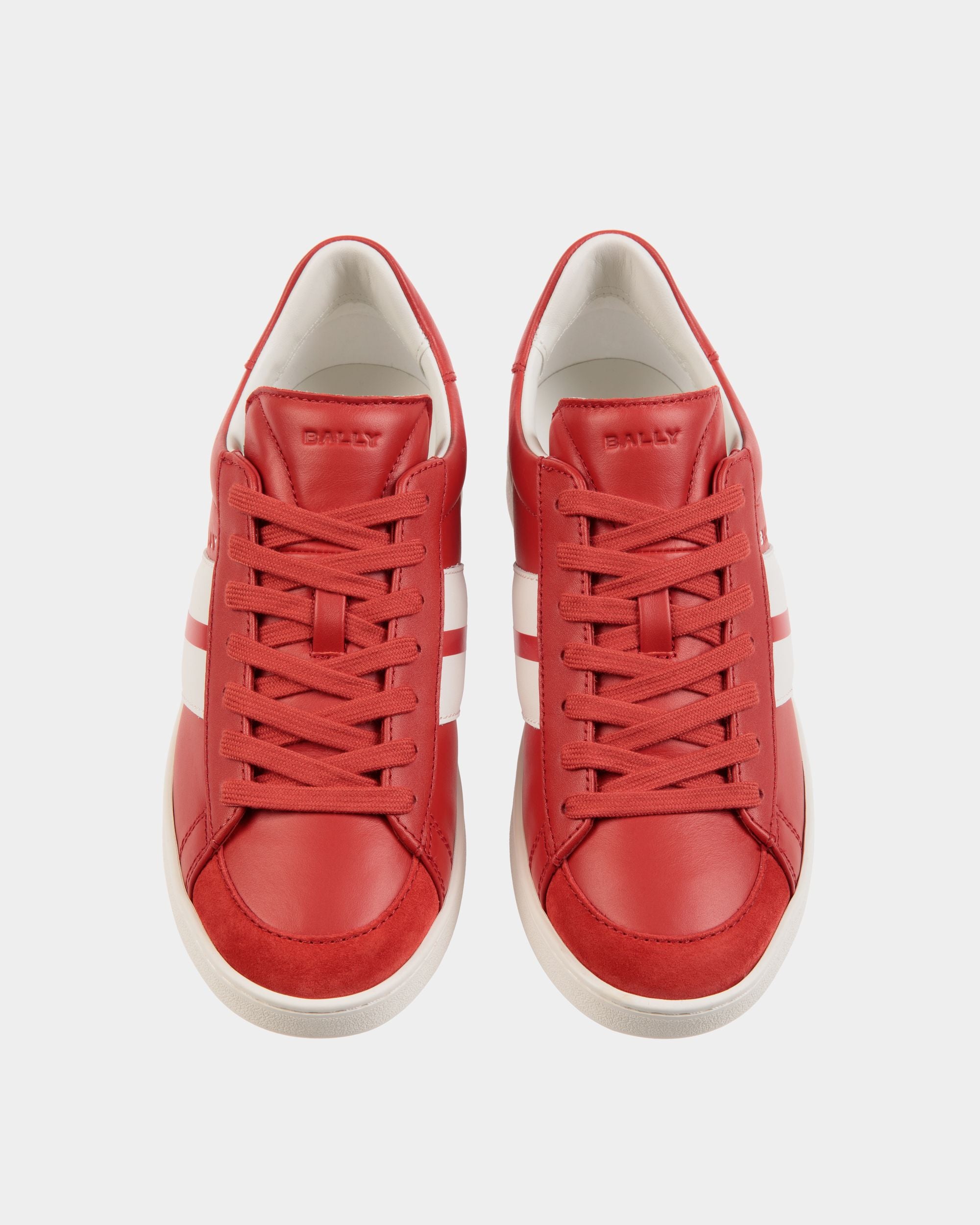 Tennis Sneaker In Candy Red And White Leather - Women's - Bally - 05