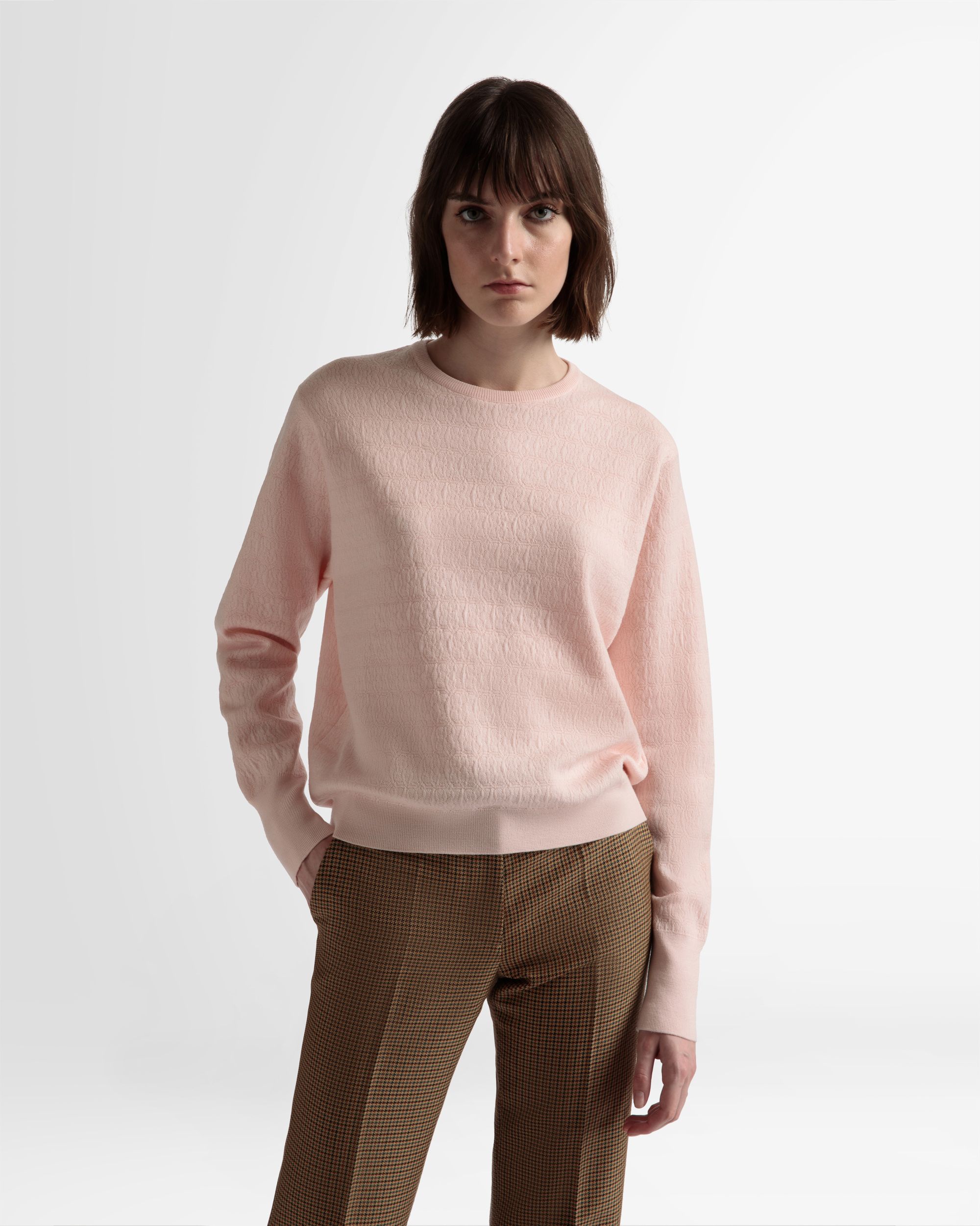Crew Neck Sweater In Dusty Petal Wool - Women's - Bally - 03