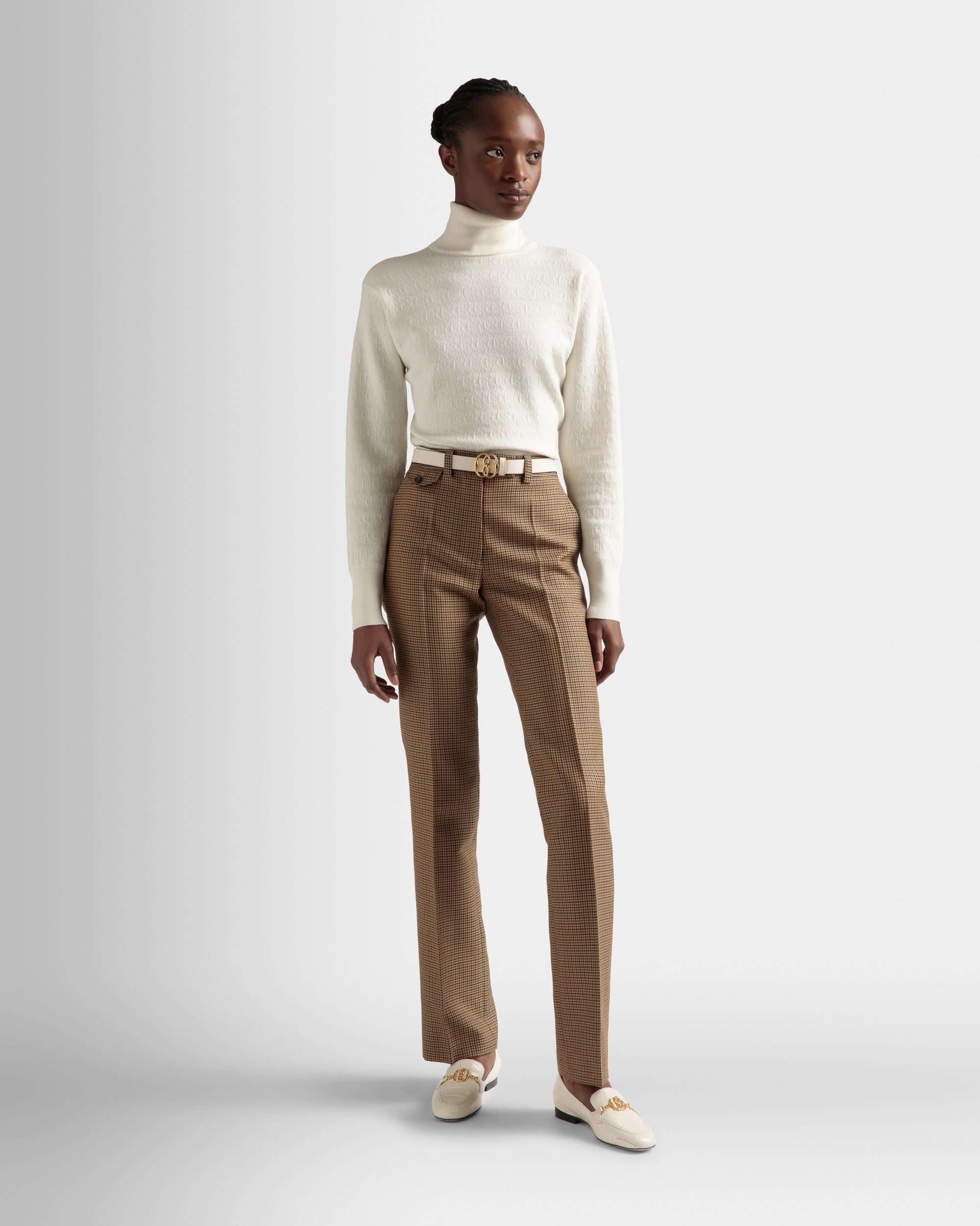 Roll Neck Sweater In Bone Wool - Women's - Bally - 02