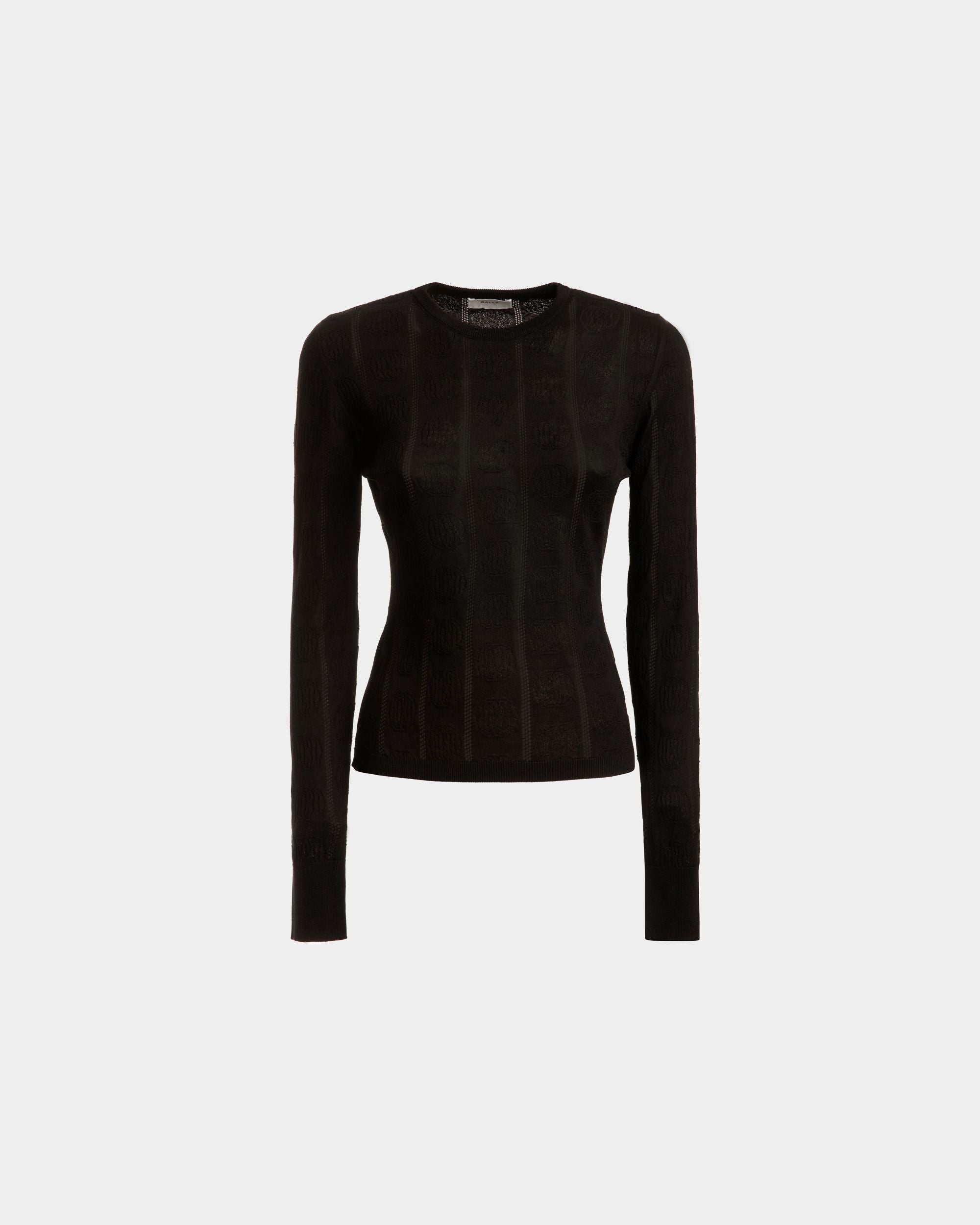 Crewneck Top In Black Cotton And Silk - Women's - Bally - 01