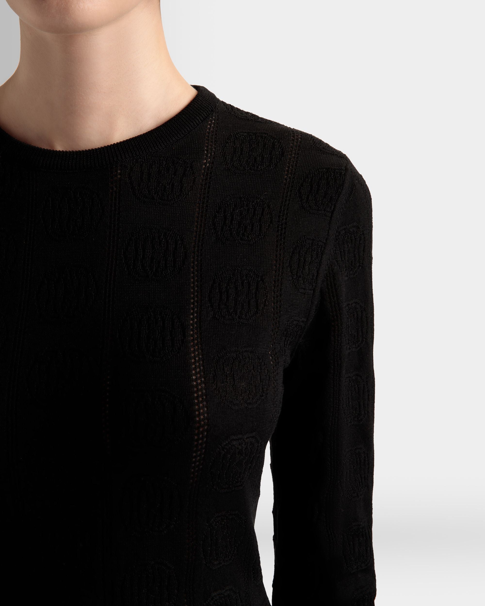 Crewneck Top In Black Cotton And Silk - Women's - Bally - 04
