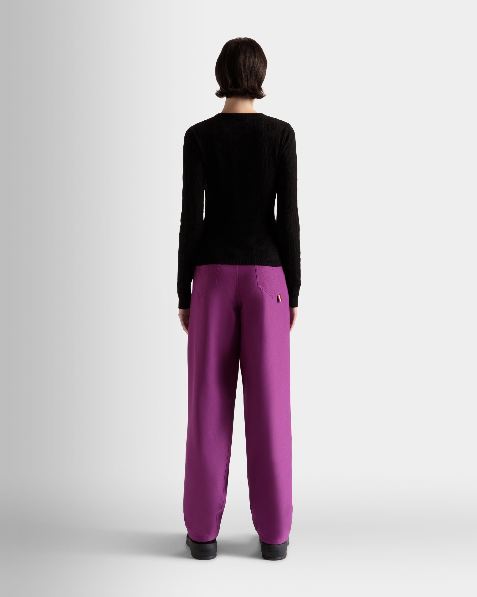 Crewneck Top In Black Cotton And Silk - Women's - Bally - 06