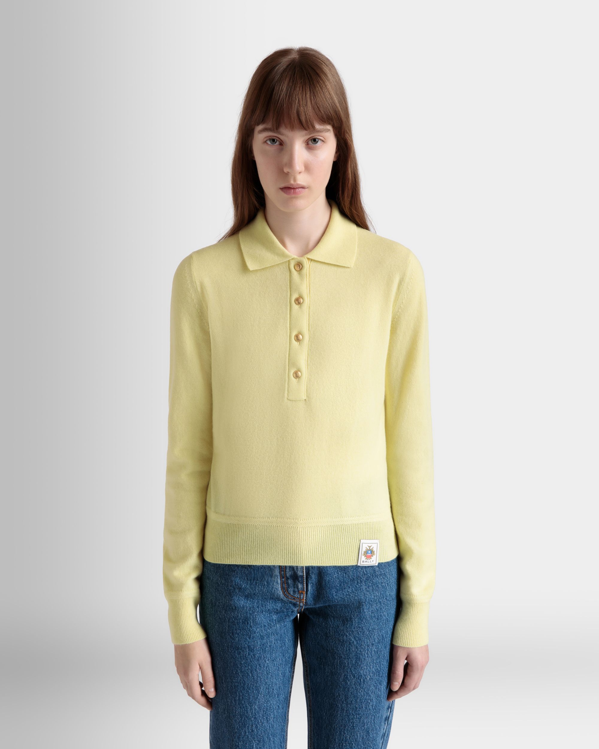 Knit Polo In Cream Cashmere - Women's - Bally - 03