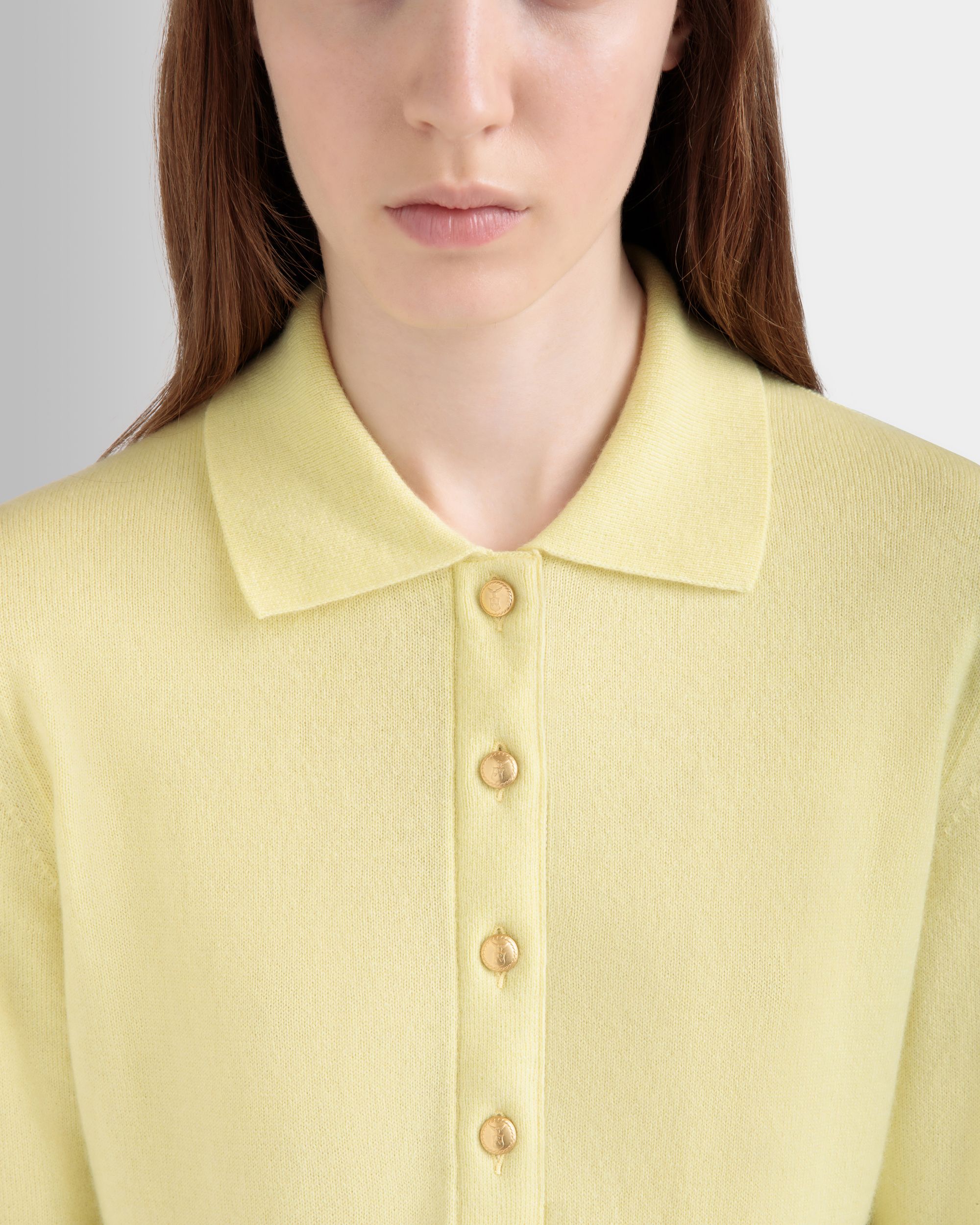 Knit Polo In Cream Cashmere - Women's - Bally - 04