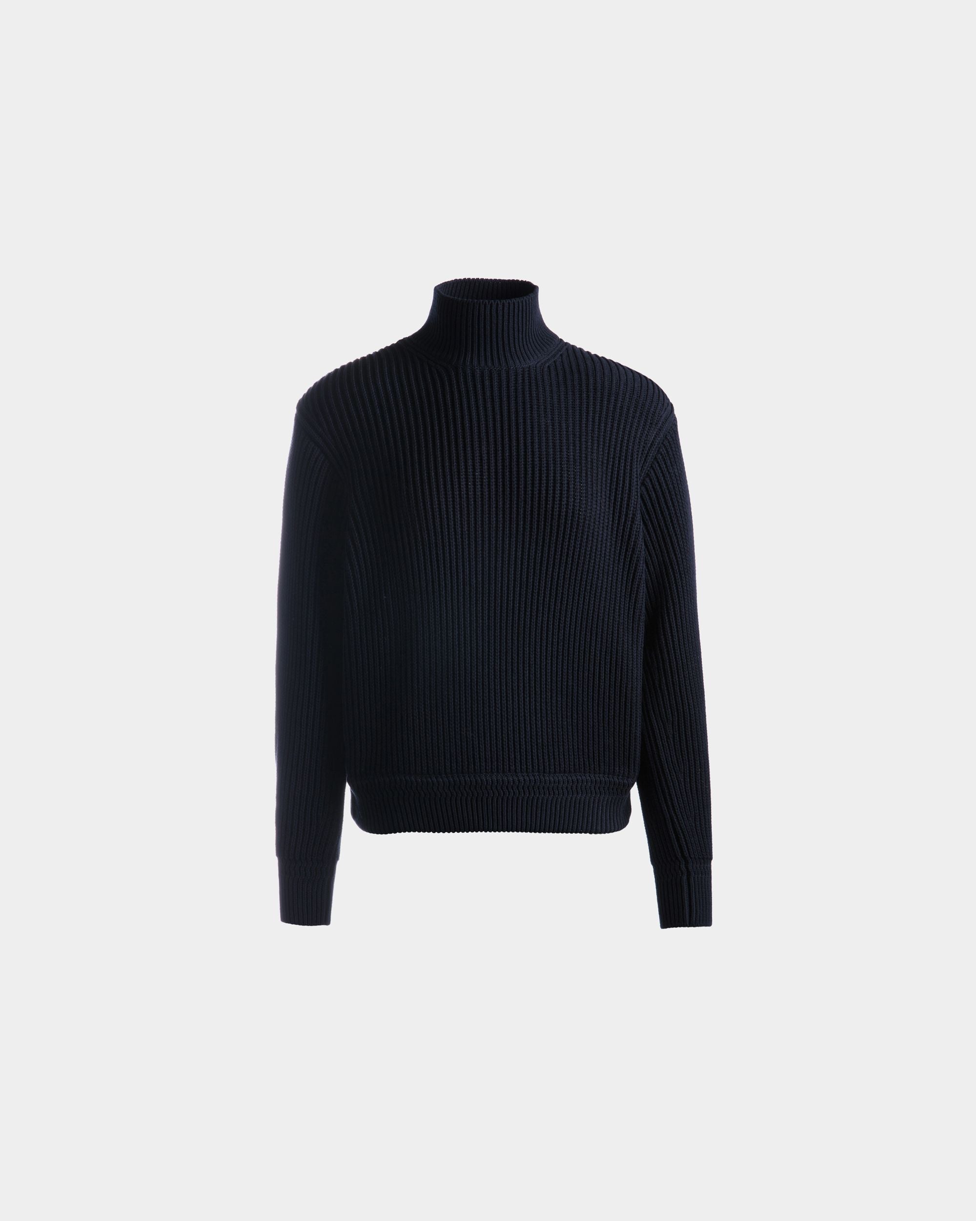Turtle Neck in Navy Blue Cotton - Women's - Bally - 01