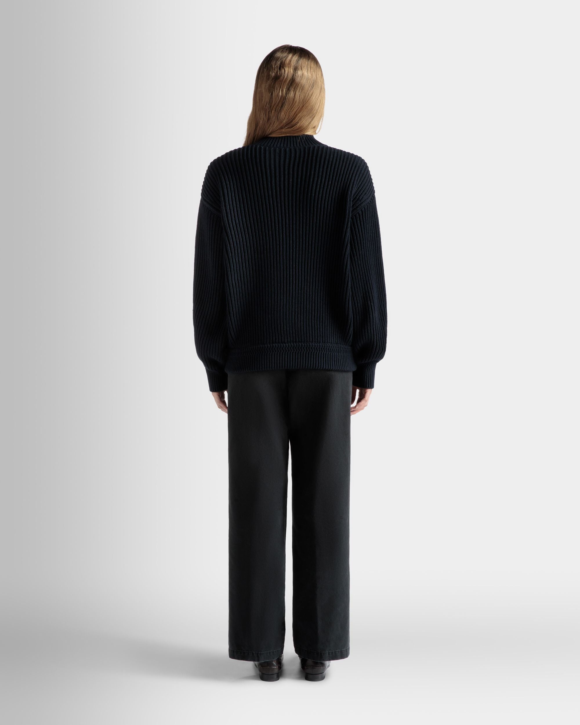Turtle Neck in Navy Blue Cotton - Women's - Bally - 06