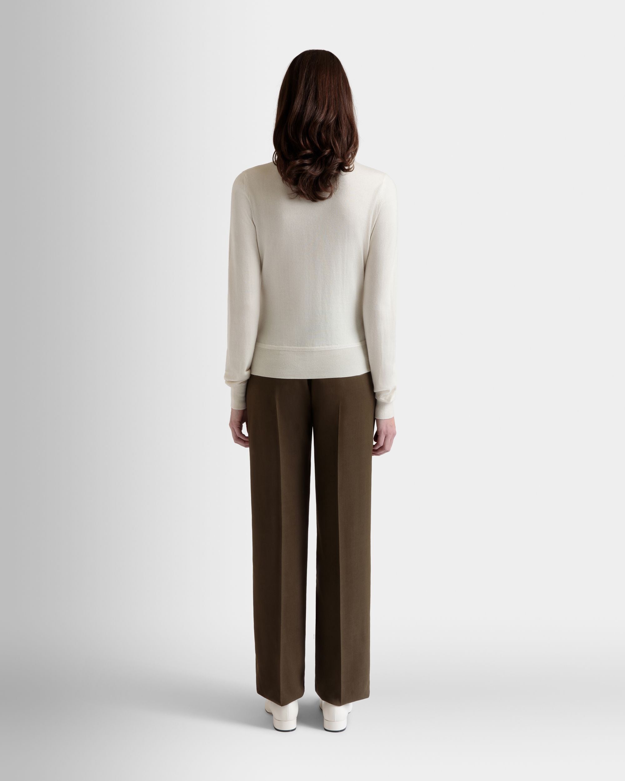 Long Sleeve Polo in Ivory Cashmere And Silk - Women's - Bally - 06