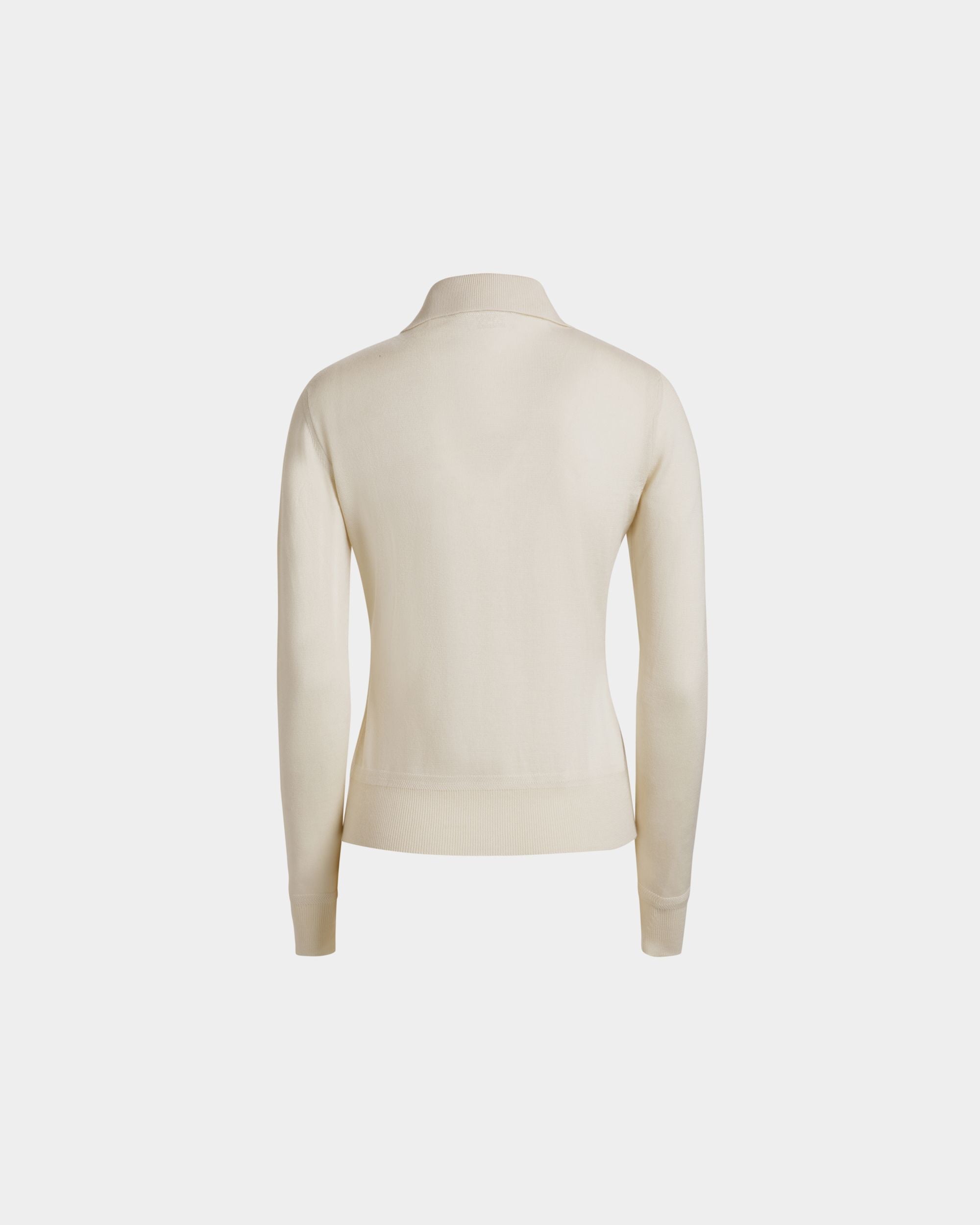 Long Sleeve Polo in Ivory Cashmere And Silk - Women's - Bally - 07
