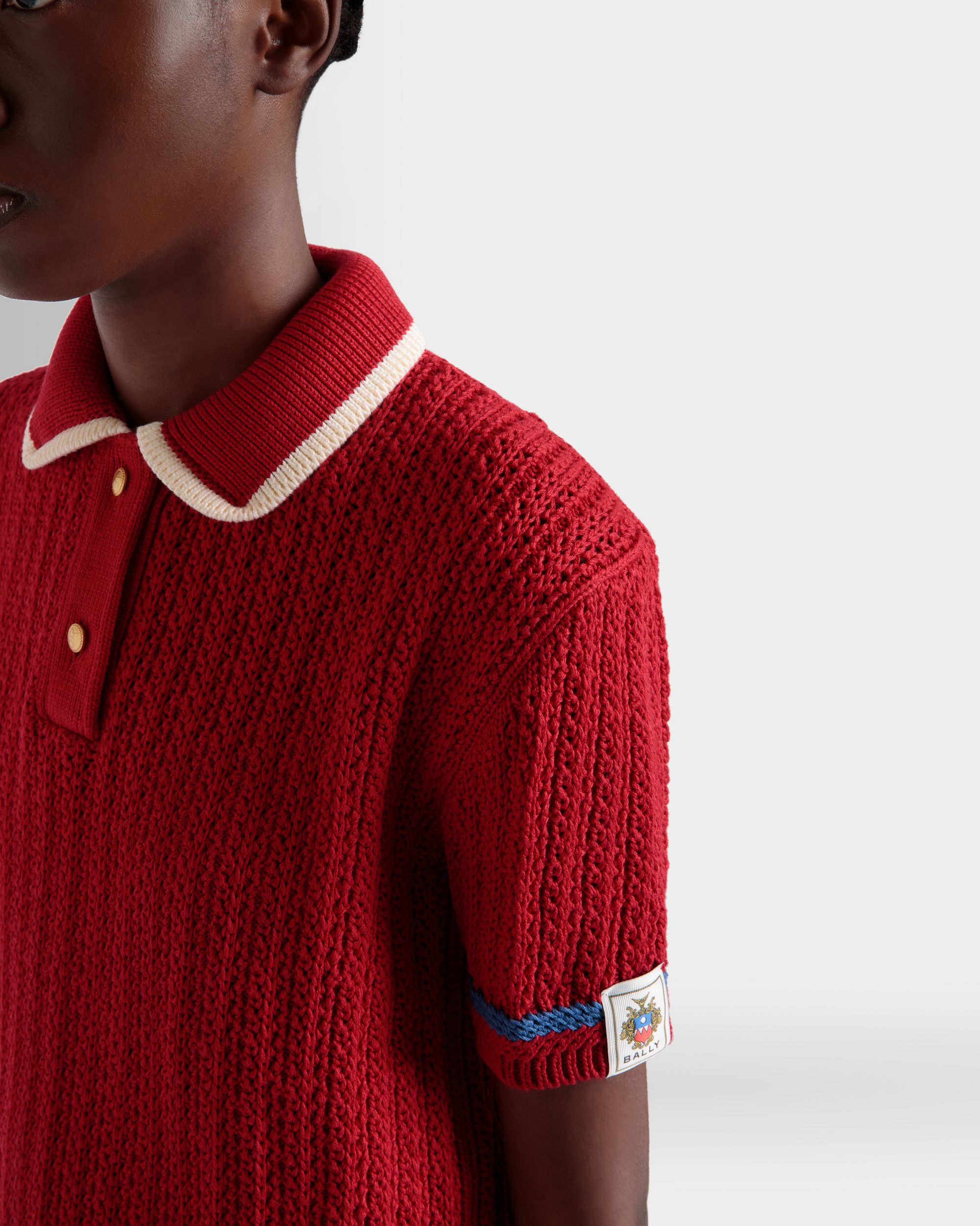 Knit Polo in Red Cotton - Women's - Bally - 03