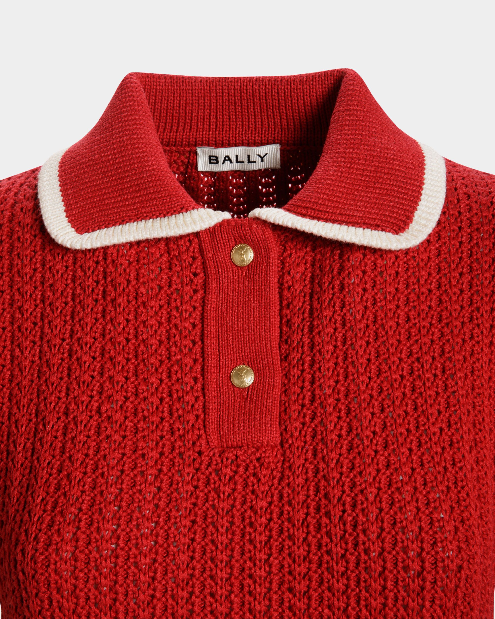 Knit Polo in Red Cotton - Women's - Bally - 04