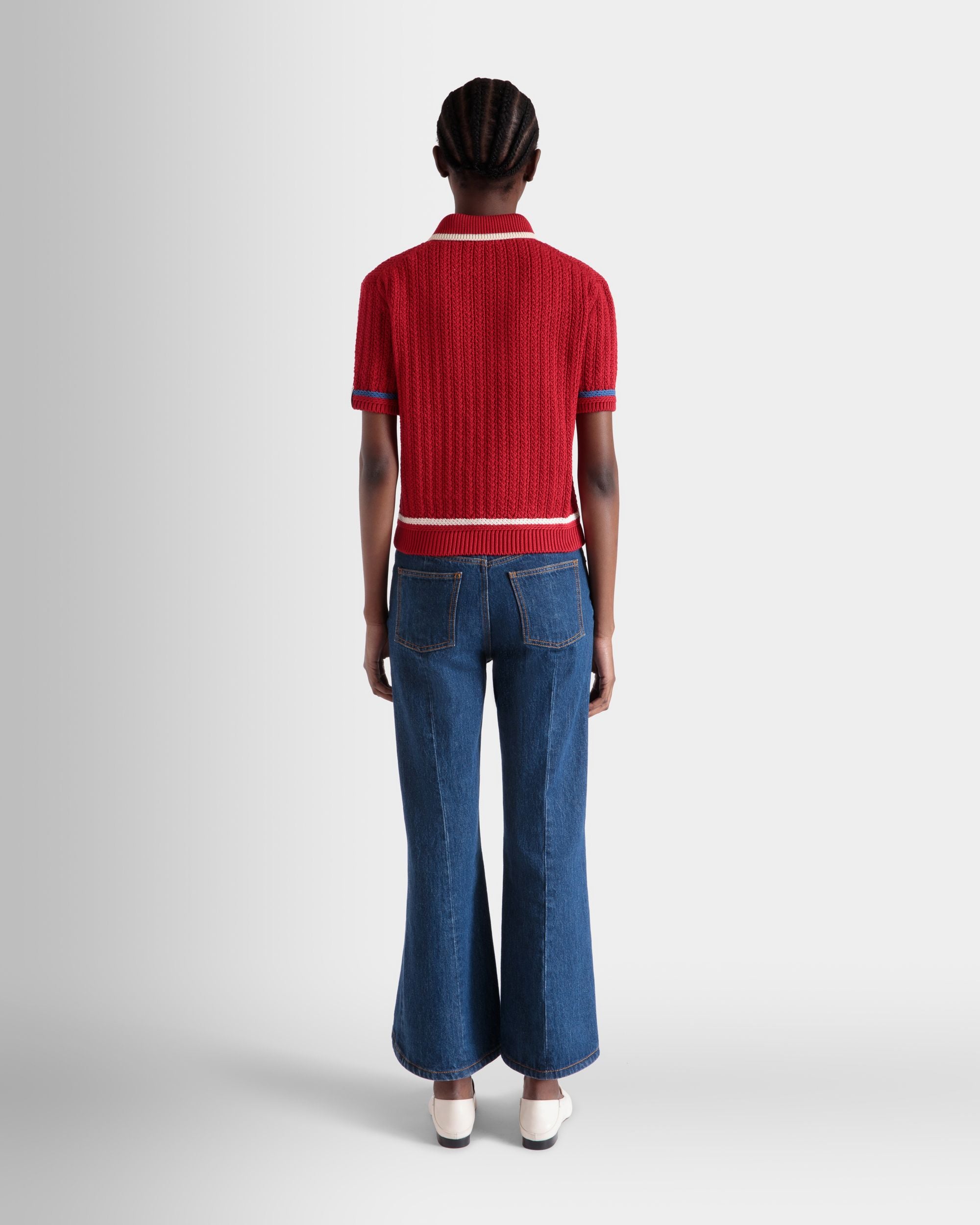Knit Polo in Red Cotton - Women's - Bally - 06