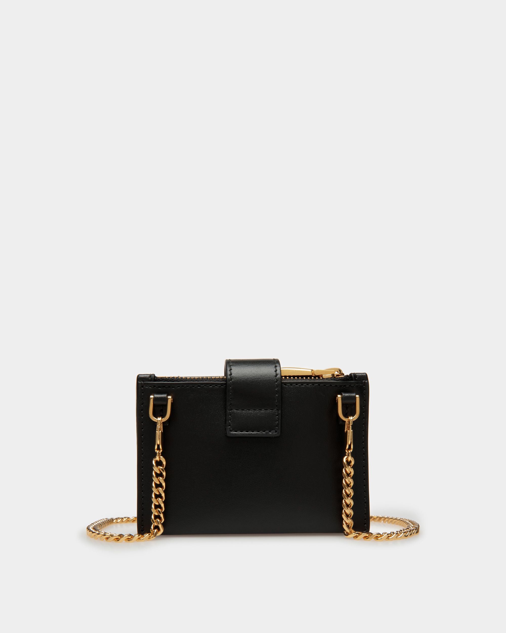Emblem Card Holder In Black Leather - Women's - Bally - 02