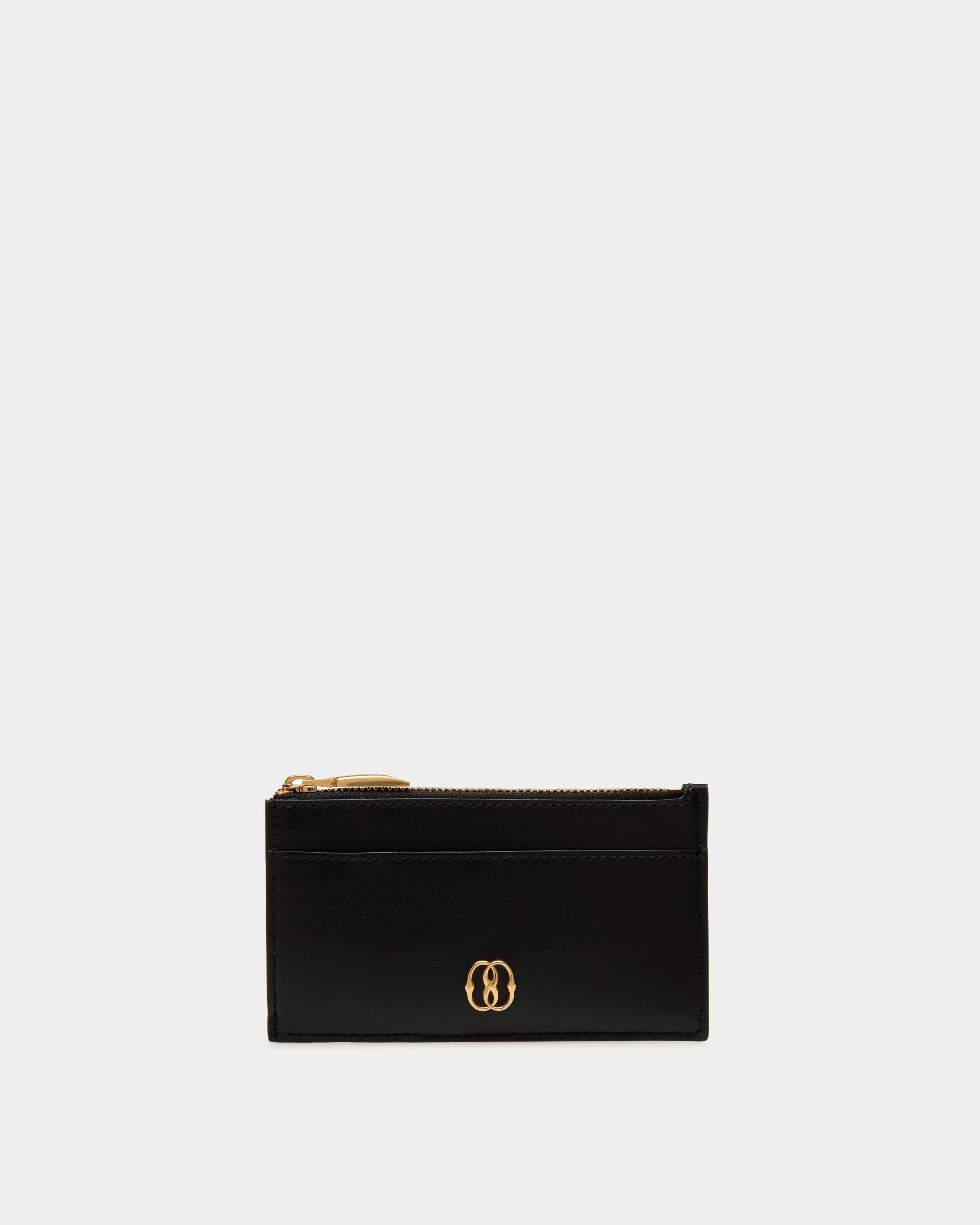Emblem Card Holder In Black Leather - Women's - Bally - 01