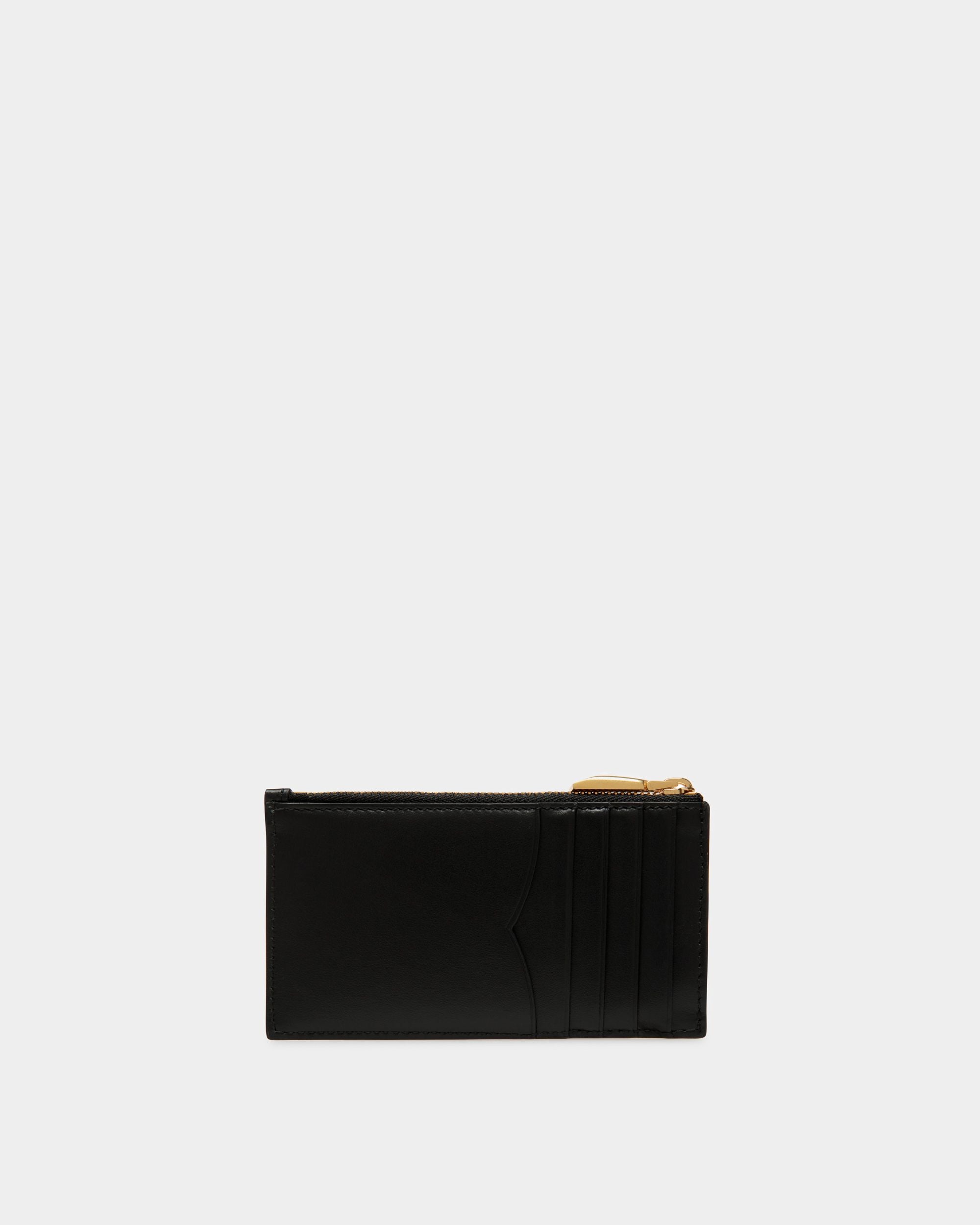 Emblem Card Holder In Black Leather - Women's - Bally - 02