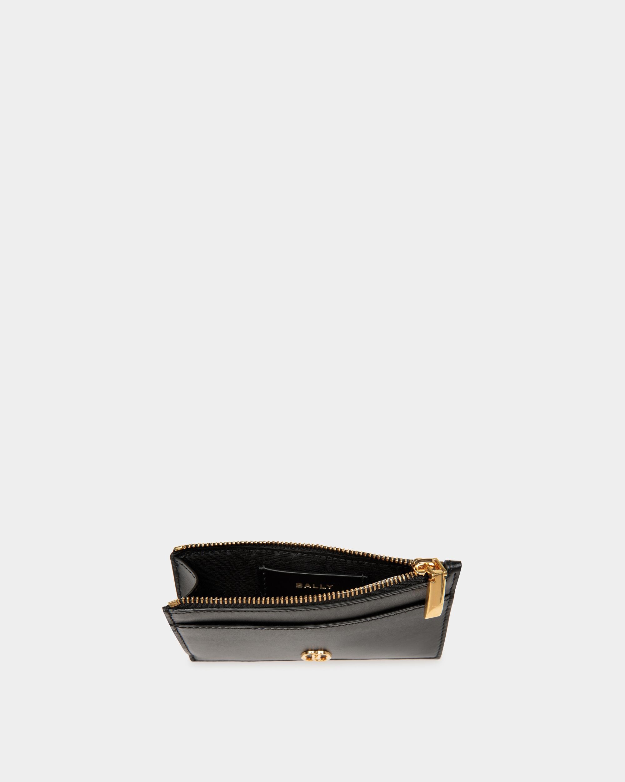 Emblem Card Holder In Black Leather - Women's - Bally - 03
