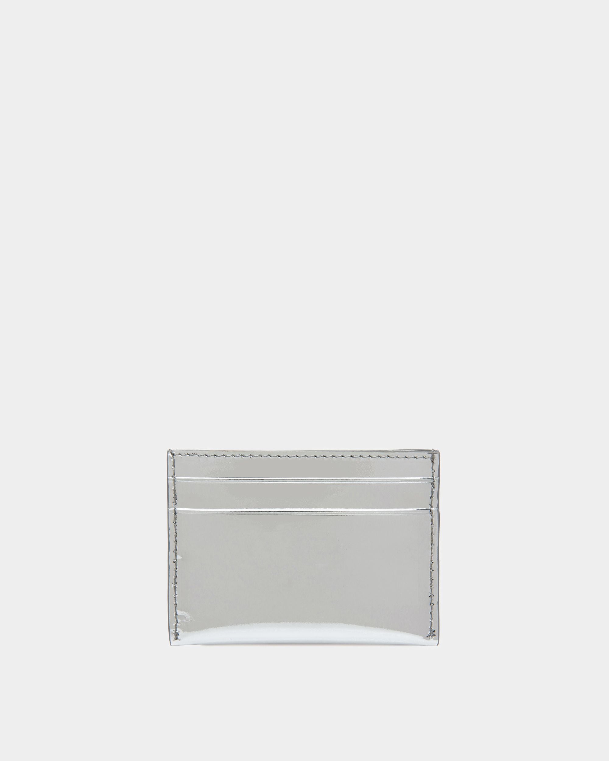 Emblem Business Card Holder In Silver Leather - Women's - Bally - 02