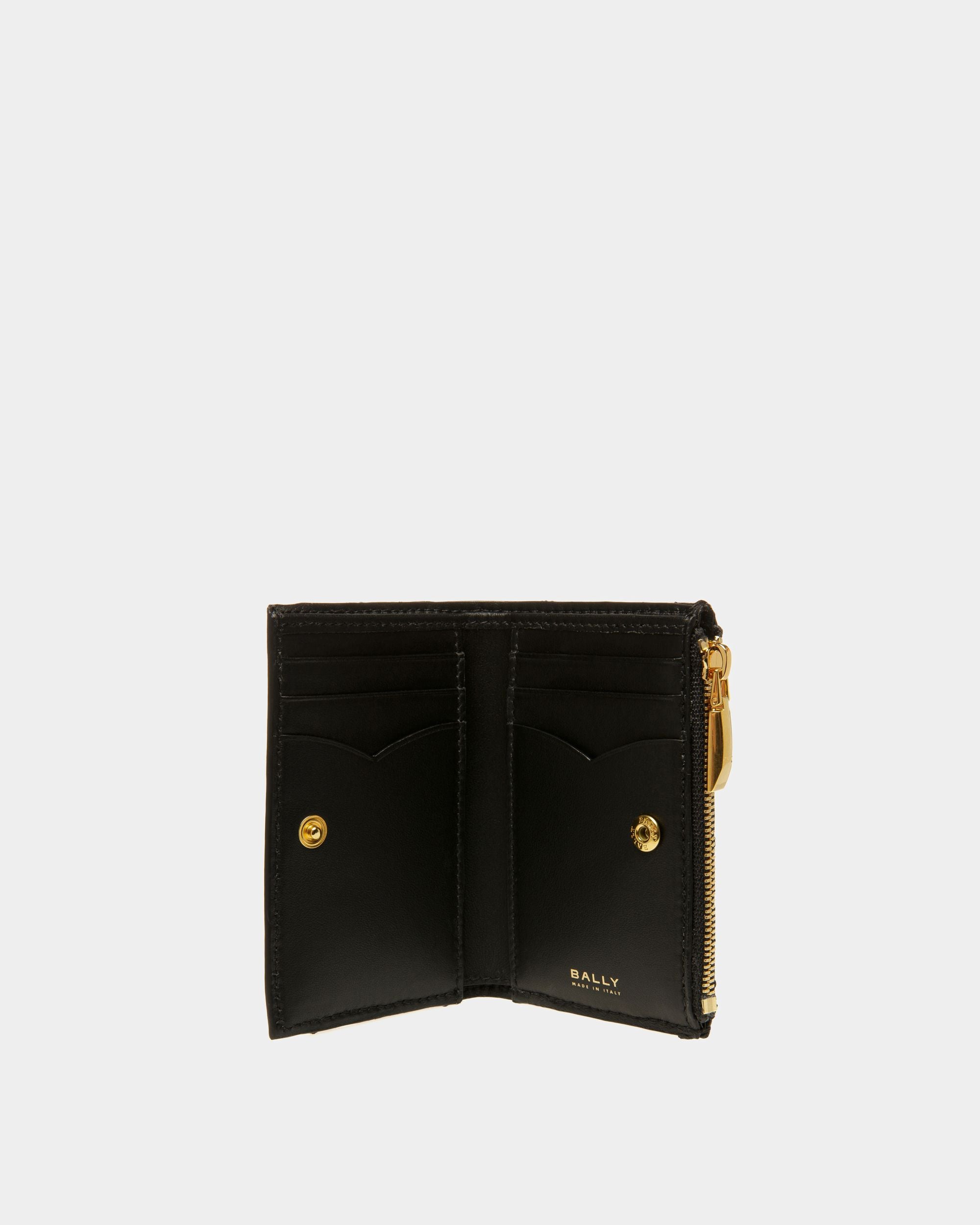 Emblem Wallet In Black Leather - Women's - Bally - 03