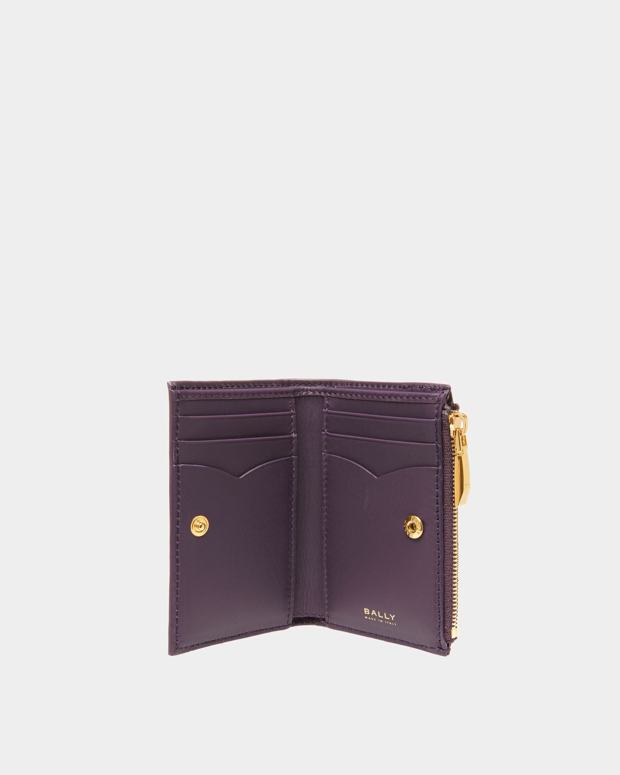 Emblem Wallet In Orchid Leather - Women's - Bally - 03