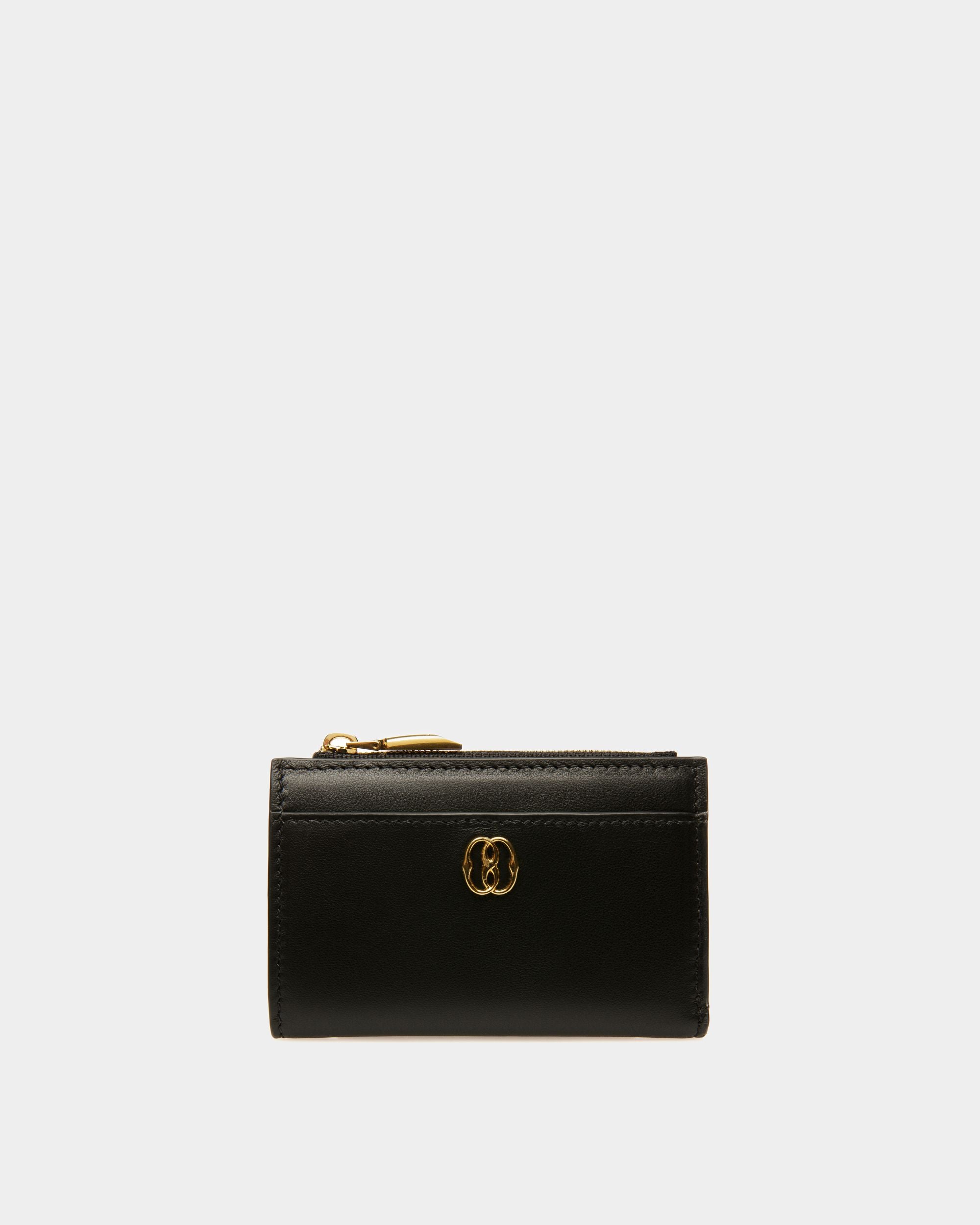 Emblem Wallet In Black Leather - Women's - Bally - 01