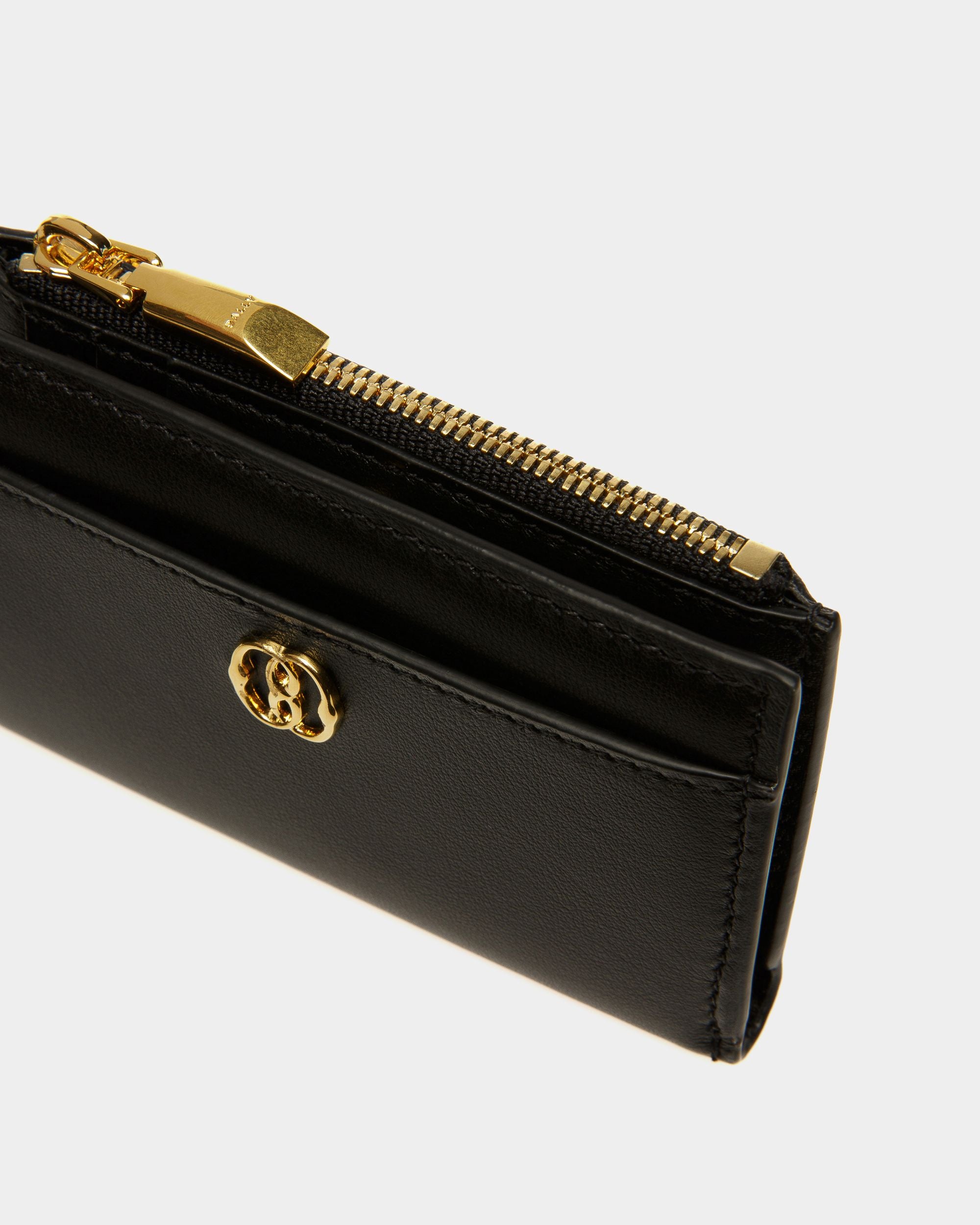 Emblem Wallet In Black Leather - Women's - Bally - 04