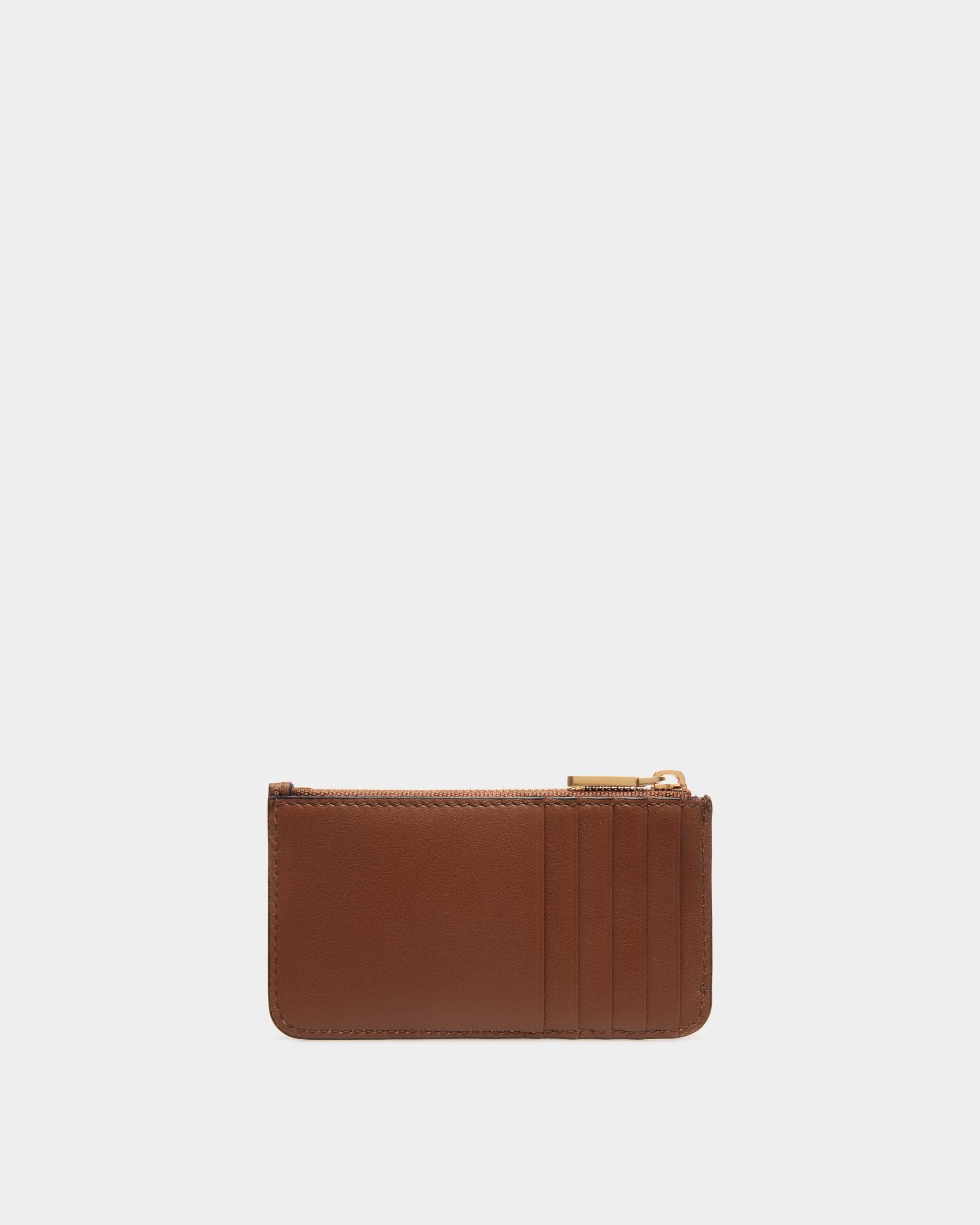 Code Zipped Card Holder in Brown Leather - Women's - Bally - 02