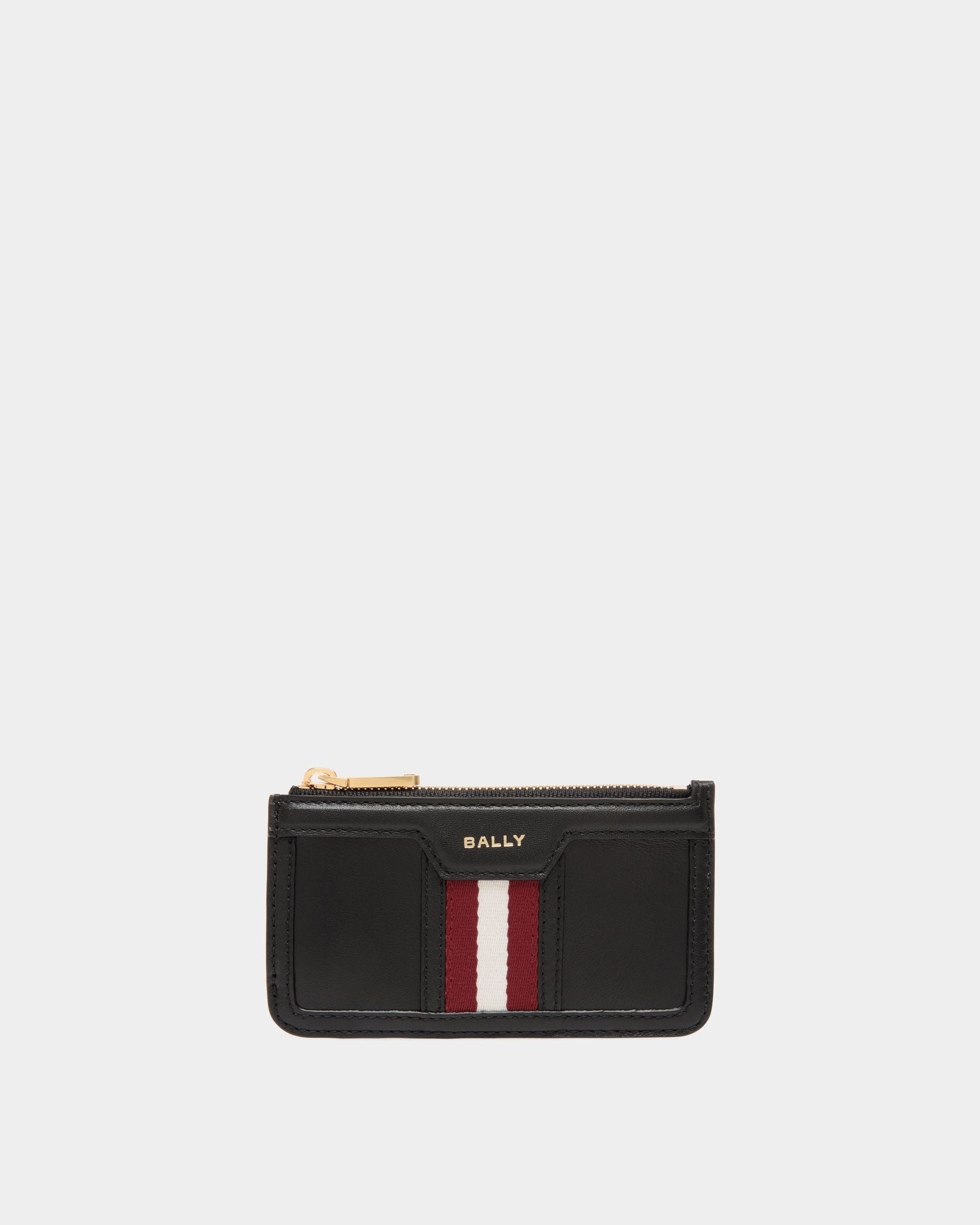 Code Zipped Card Holder in Black Leather - Women's - Bally - 05