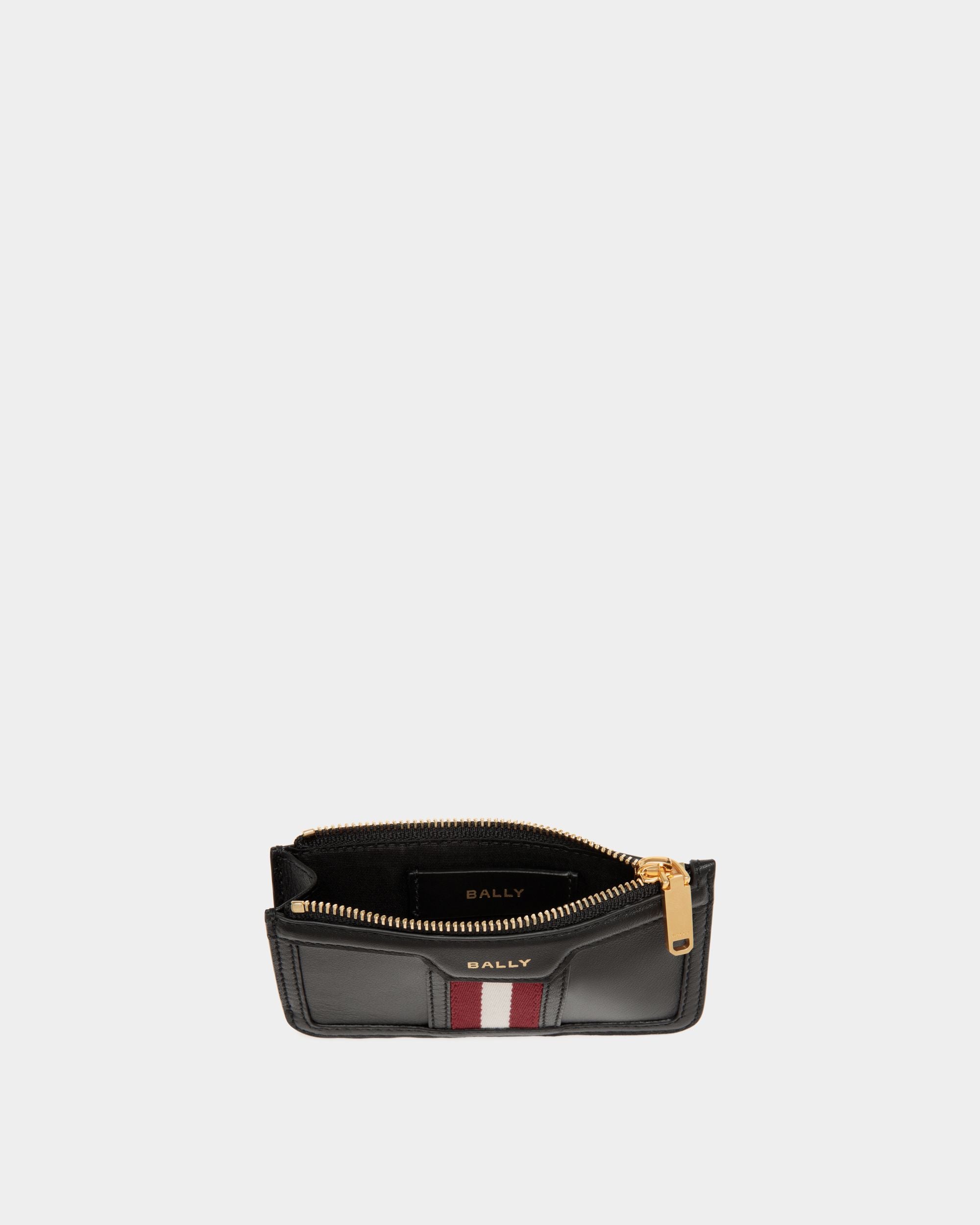 Code Zipped Card Holder in Black Leather - Women's - Bally - 03