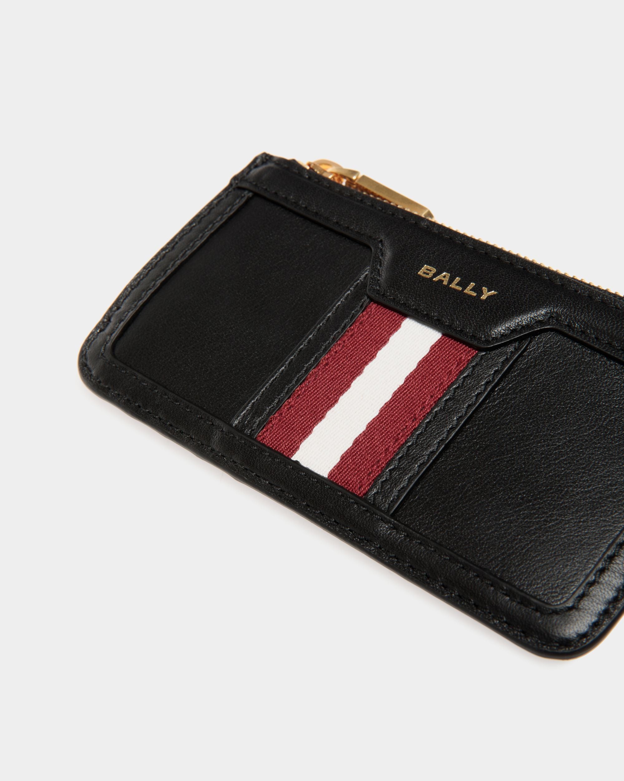 Code Zipped Card Holder in Black Leather - Women's - Bally - 04