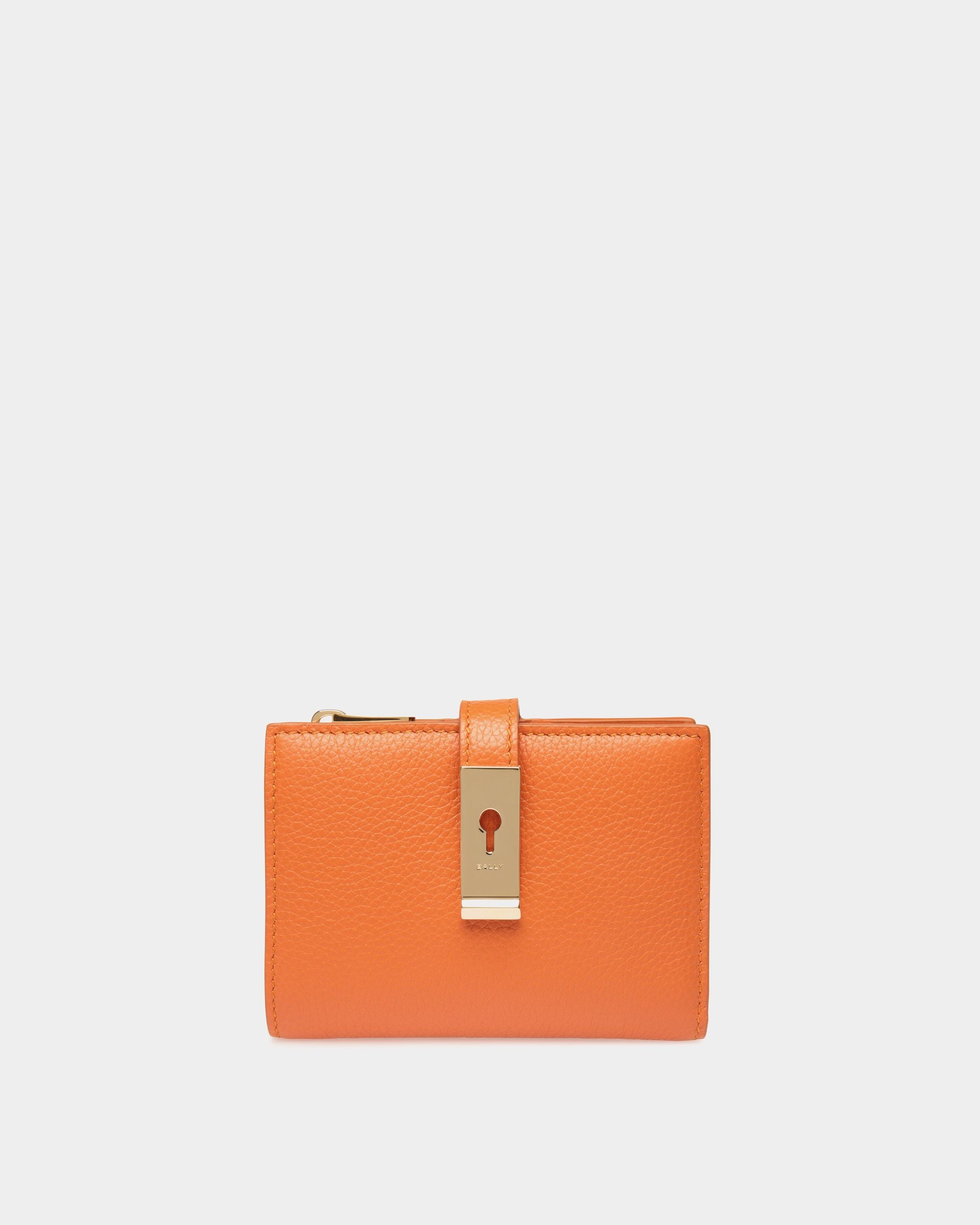 Lock Me Wallet in Koi Orange Grained Leather - Women's - Bally - 01
