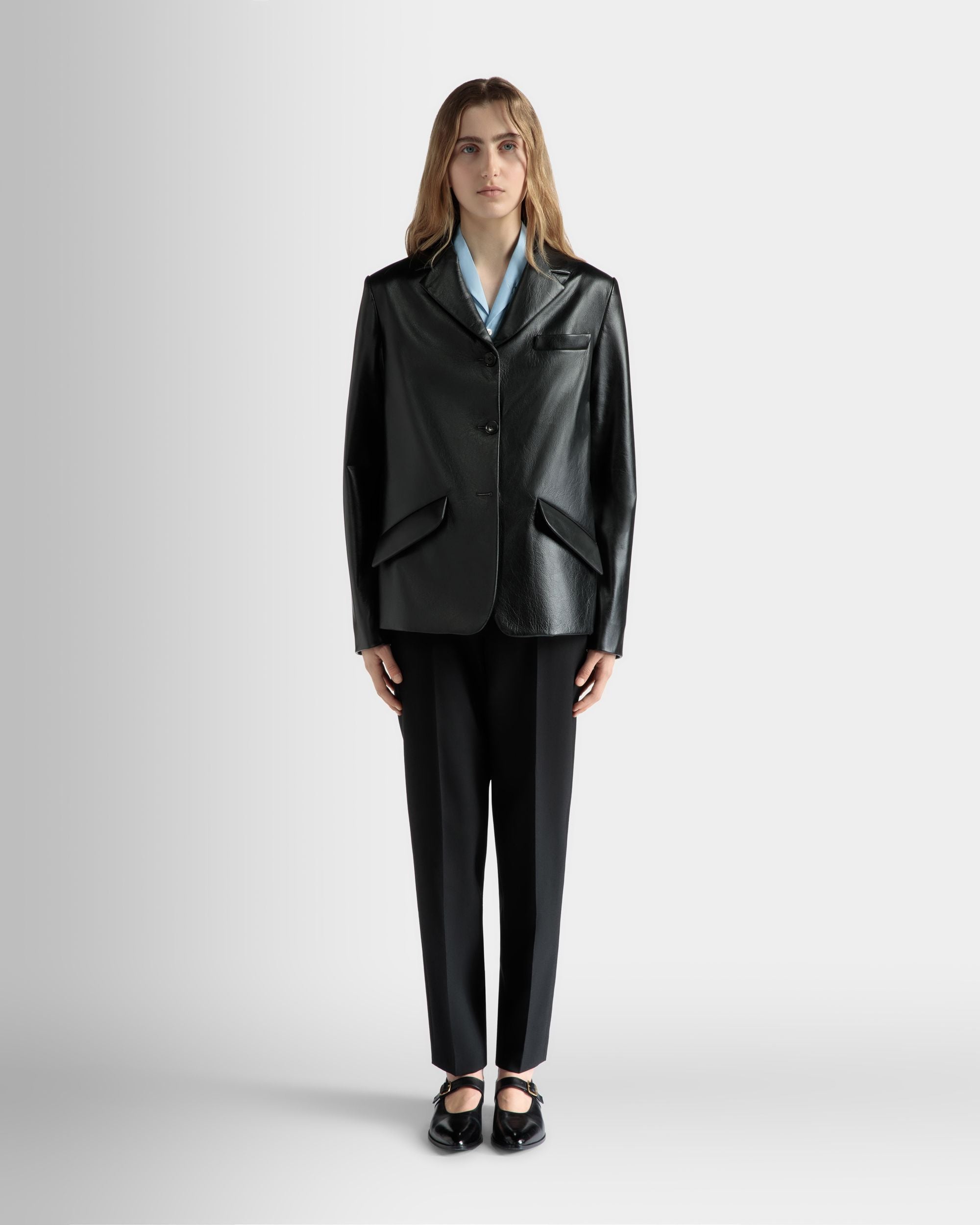 Single-breasted Jacket in Black Leather - Women's - Bally - 02