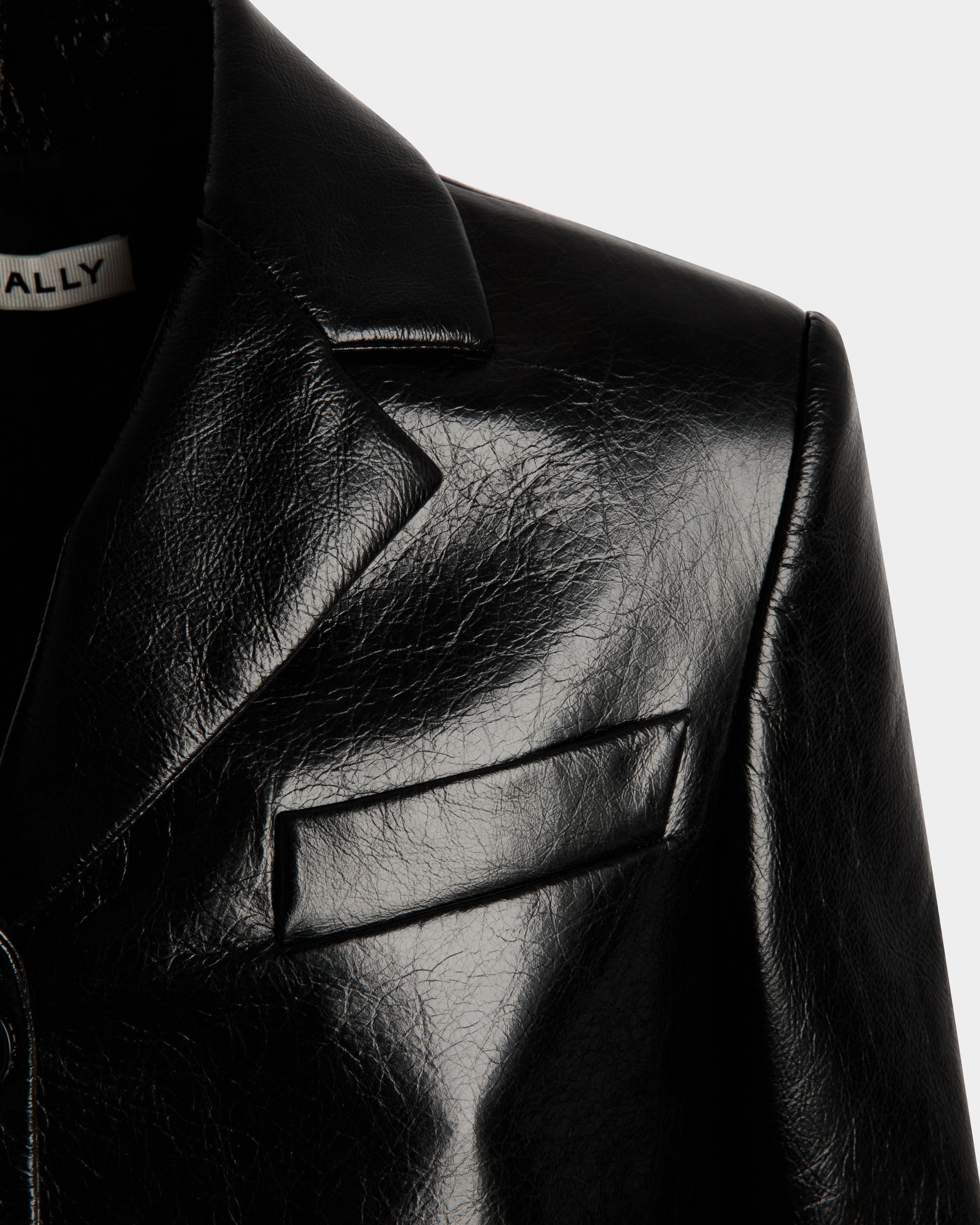 Single-breasted Jacket in Black Leather - Women's - Bally - 04