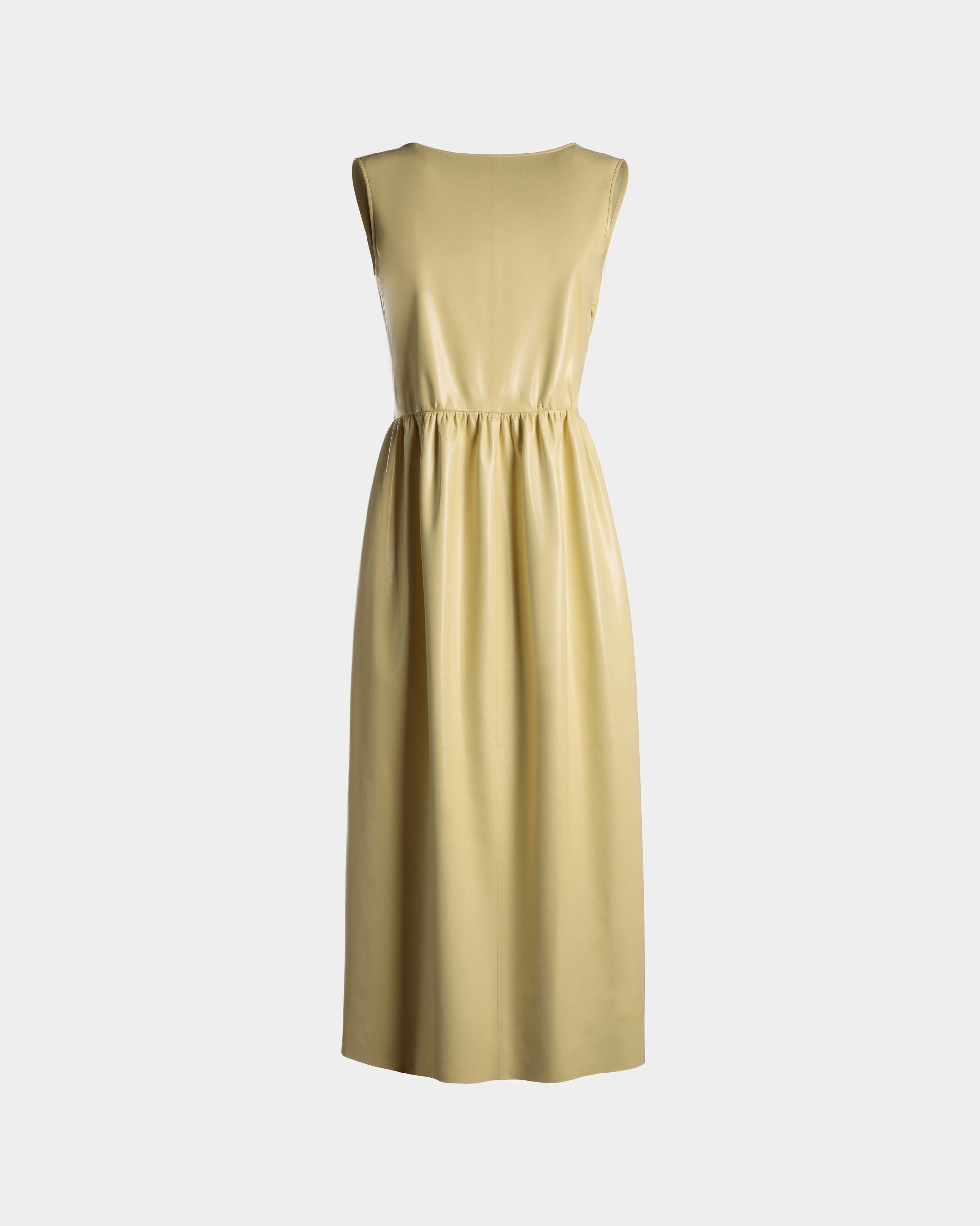 Sleeveless Midi Dress in Vanana Yellow Leather - Women's - Bally - 01
