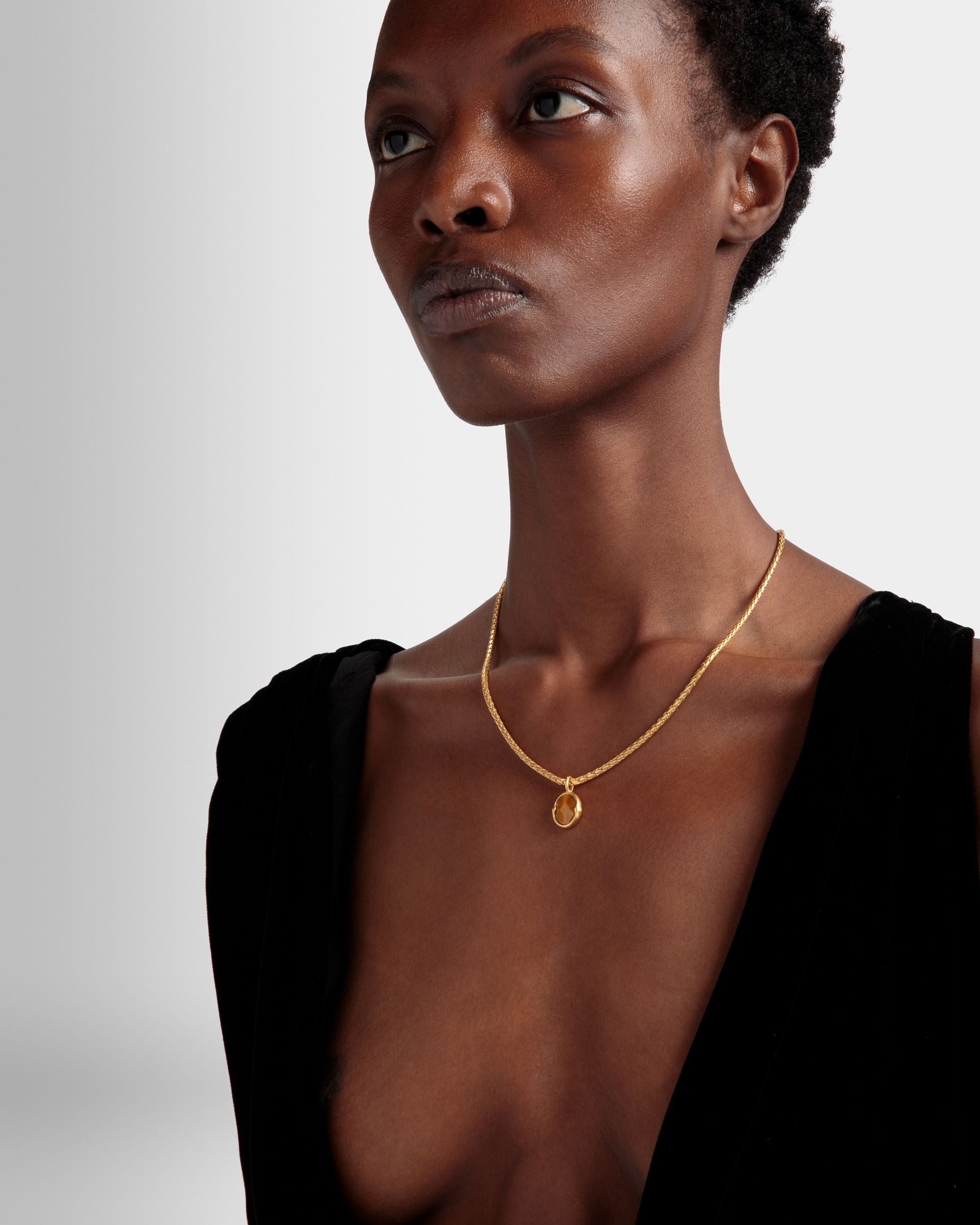 Frame Outline Necklace With A Snake Chain - Women's - Bally - 02