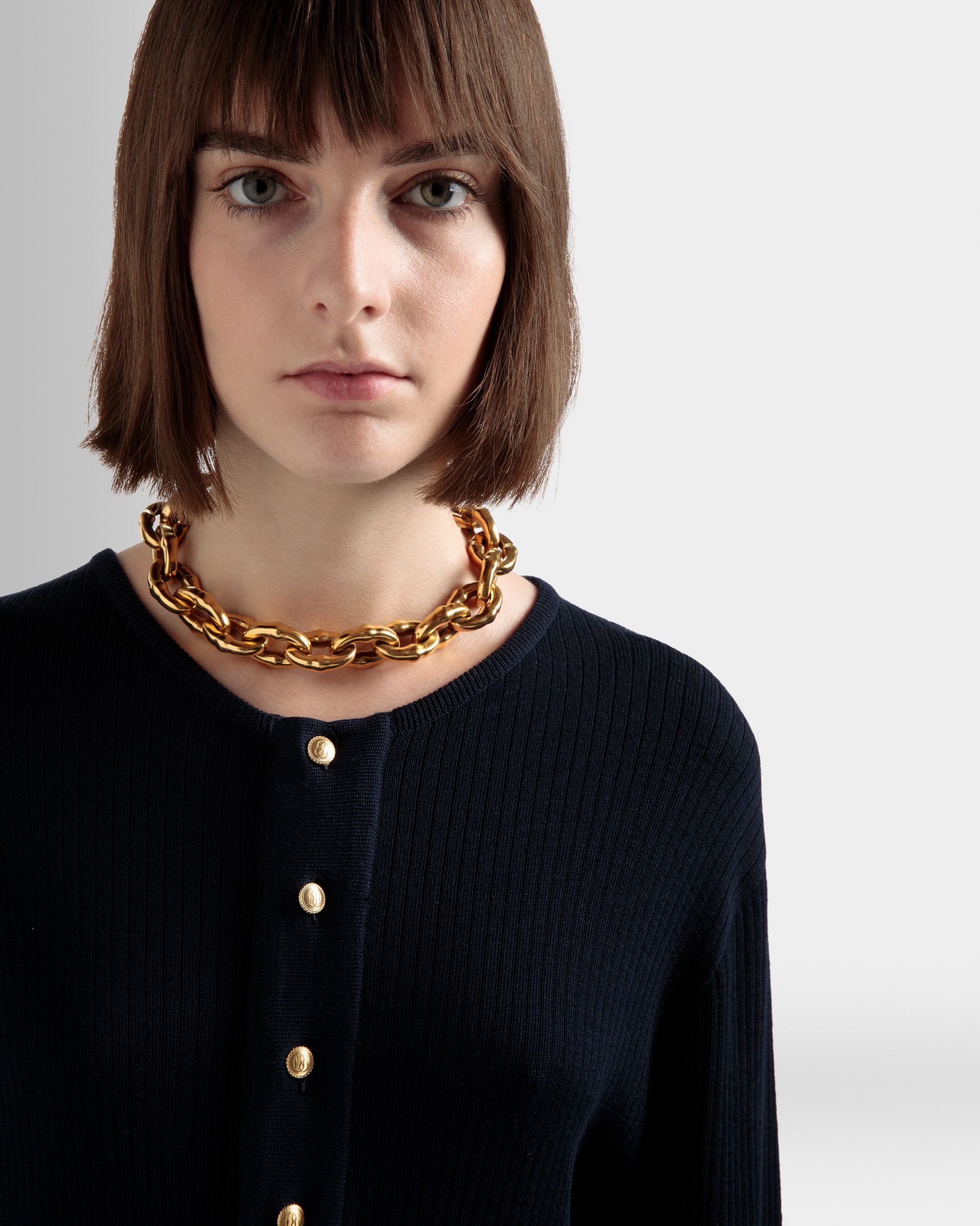 Chain Choker In Hammered Gold - Women's - Bally - 02