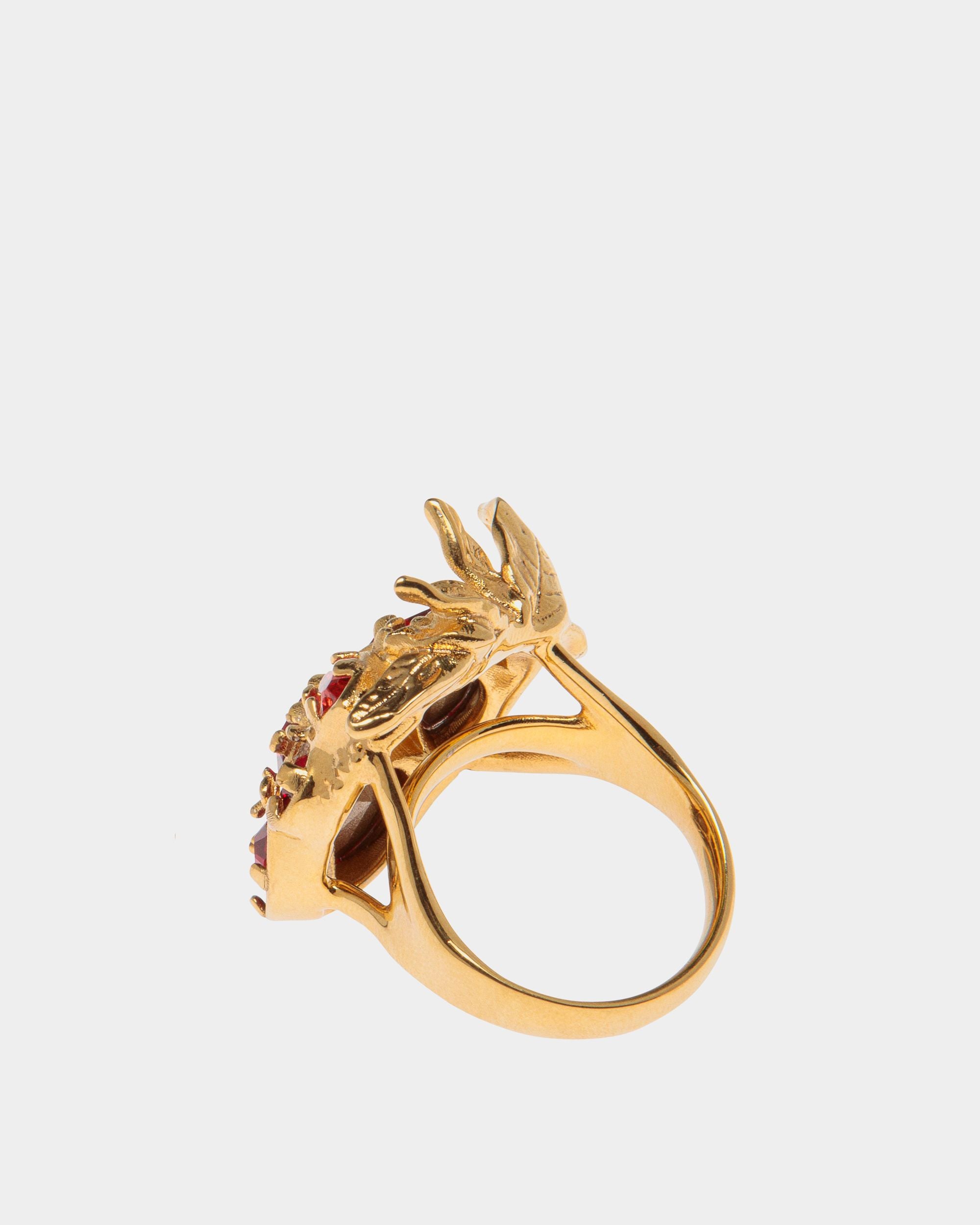 Deco Ring in Gold Eco Brass and Crystals - Women's - Bally - 02