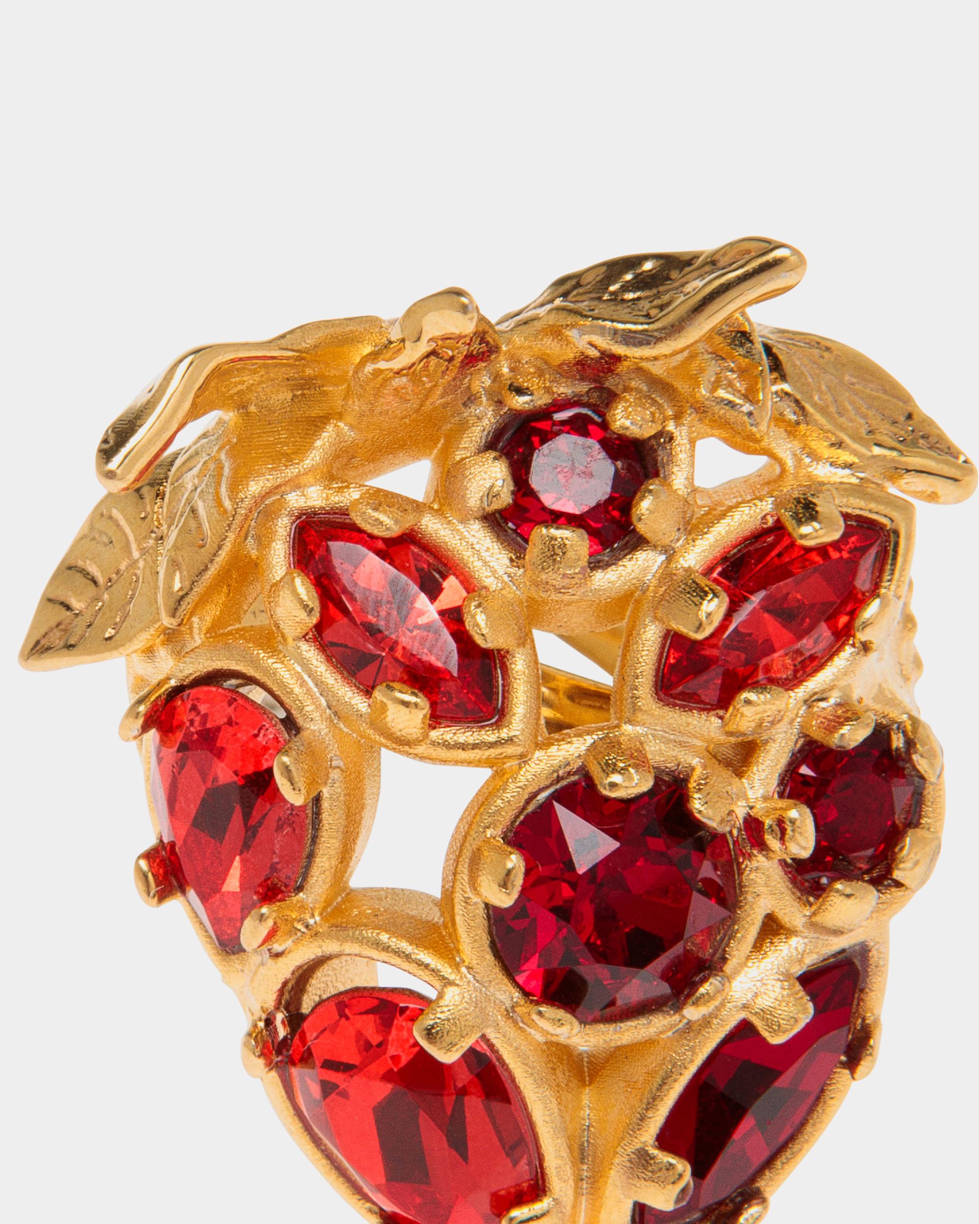 Deco Ring in Gold Eco Brass and Crystals - Women's - Bally - 03