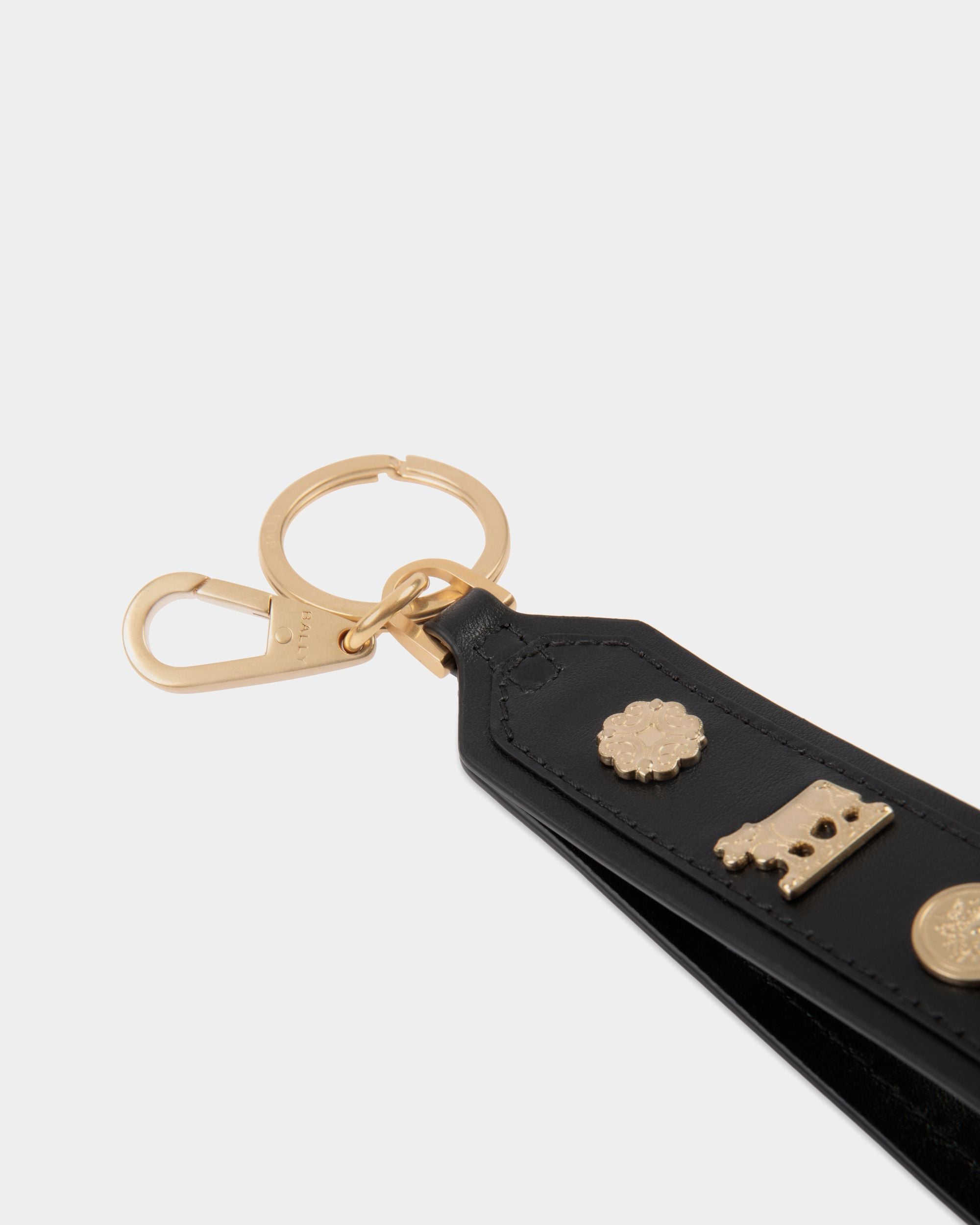 Swissness Keychain With Studs In Black Leather - Women's - Bally - 03