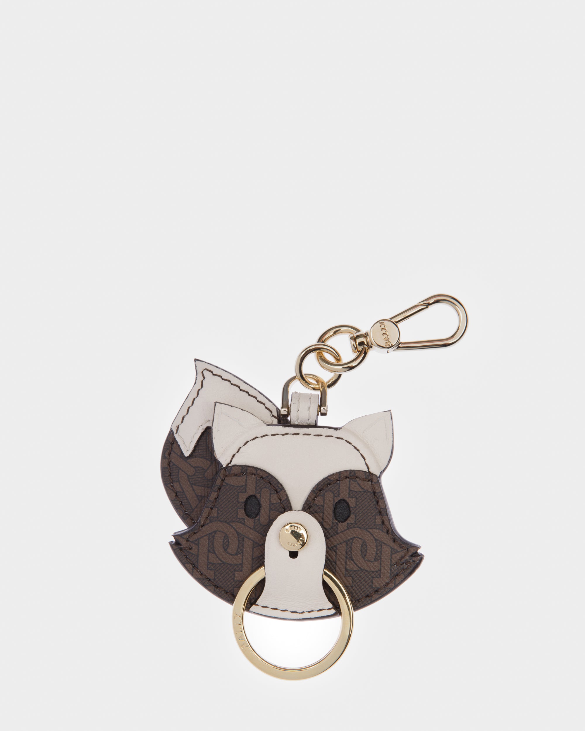 Foxye TPU And Leather Key Holder In Brown And Bone - Women's - Bally - 01