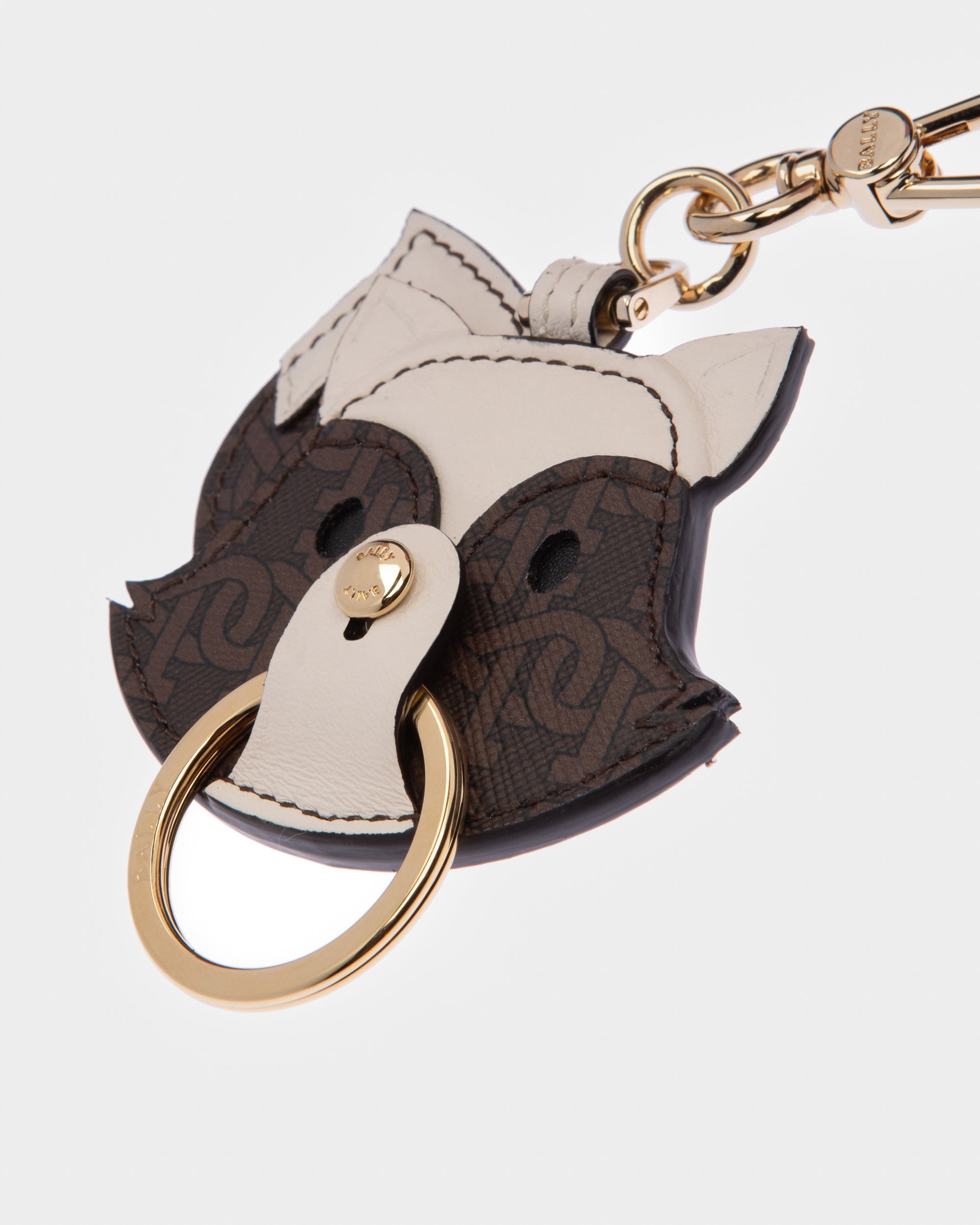 Foxye TPU And Leather Key Holder In Brown And Bone - Women's - Bally - 03
