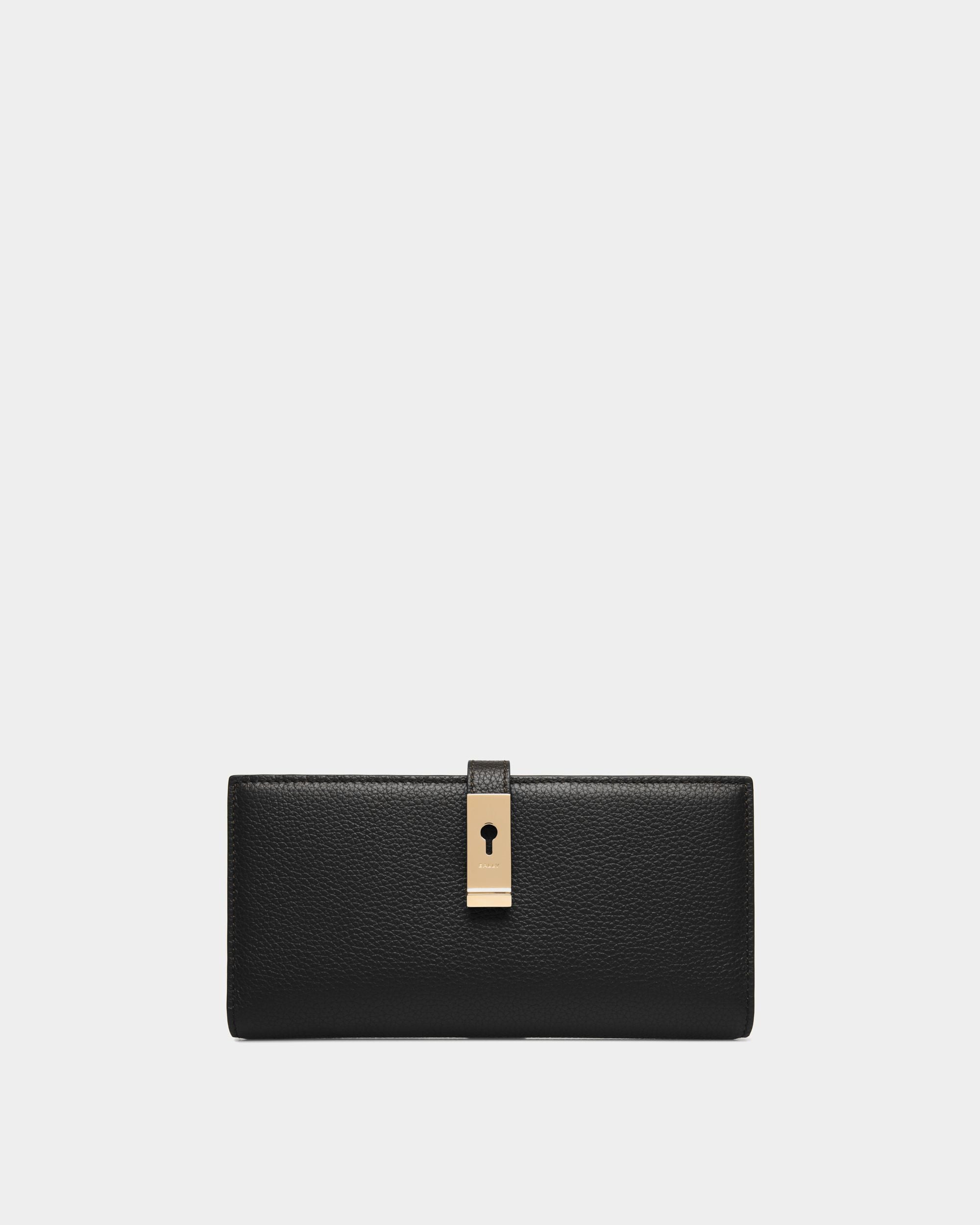 Lock Me Long Wallet In Black Grained Leather - Women's - Bally - 01