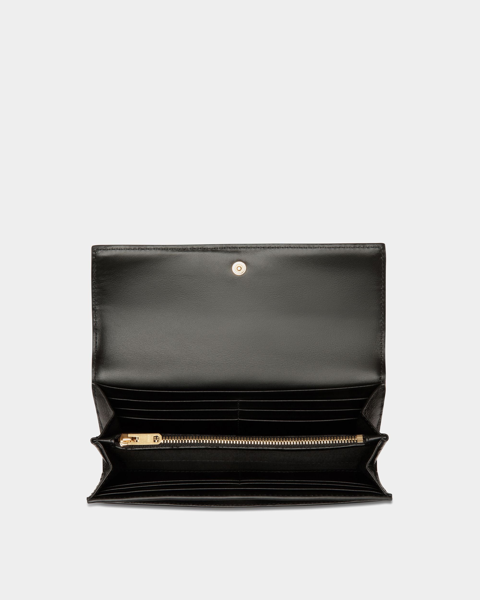 Code Long Wallet in Black Leather - Women's - Bally - 03