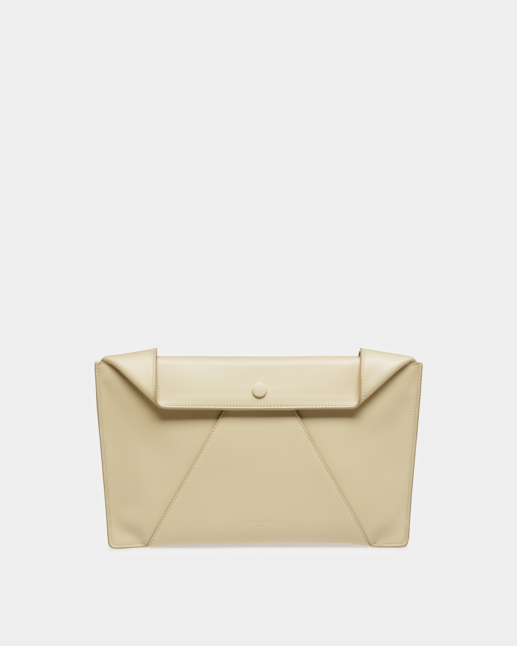 Aniia Leather Clutch In Beige - Women's - Bally - 01
