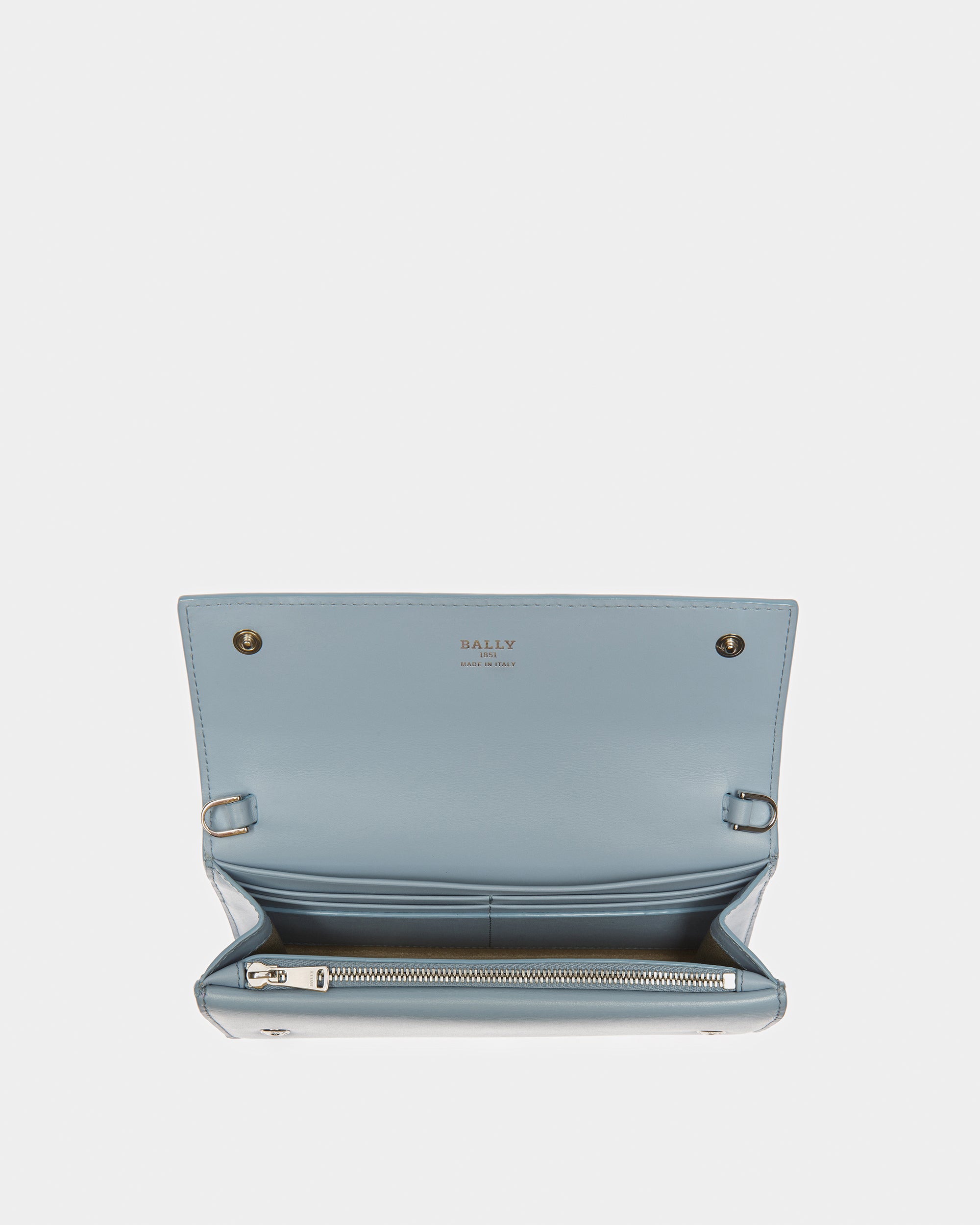 Byanca Leather Travel Wallet In Light Blue - Women's - Bally - 03