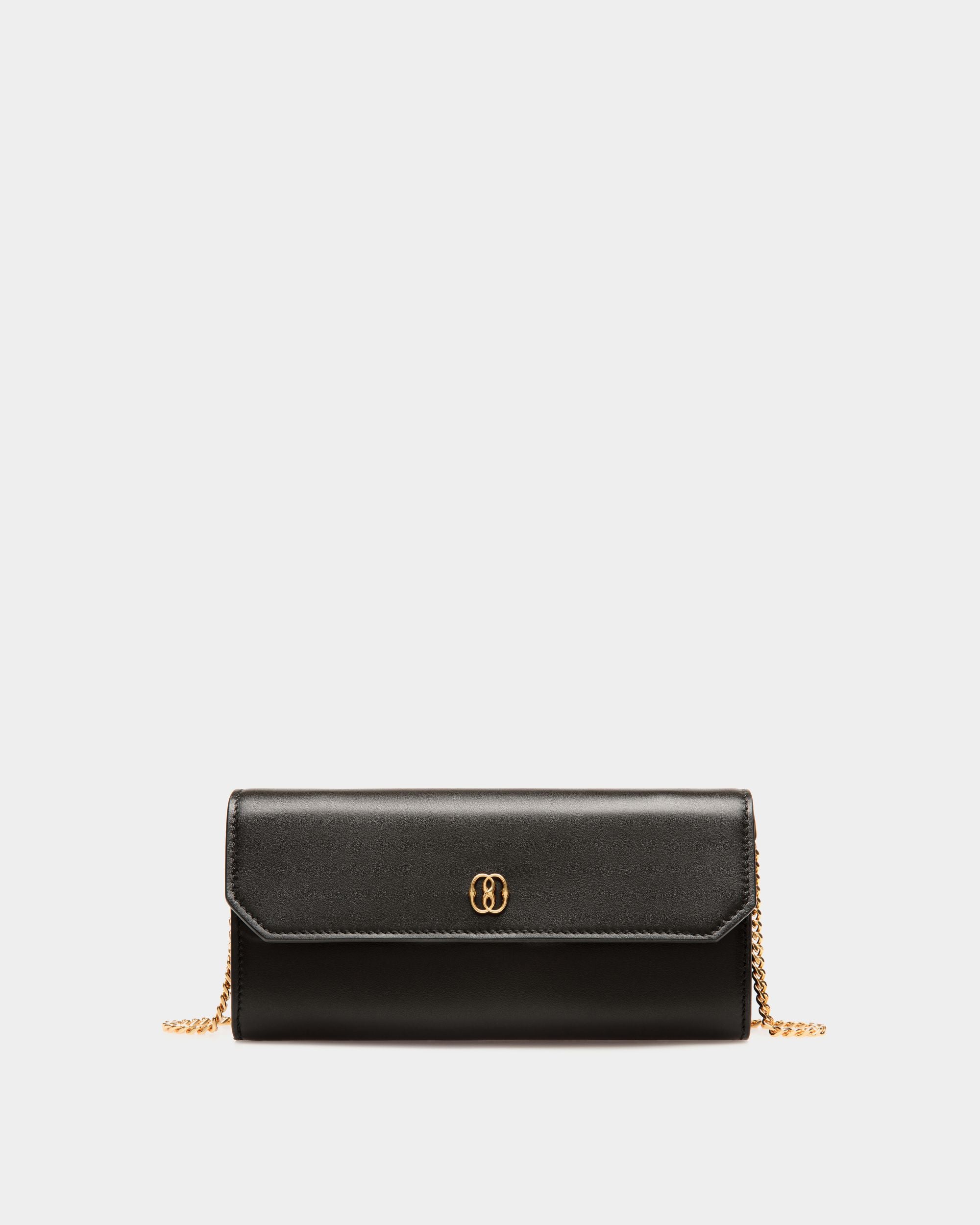 Emblem Travel Wallet In Black Leather - Women's - Bally - 01
