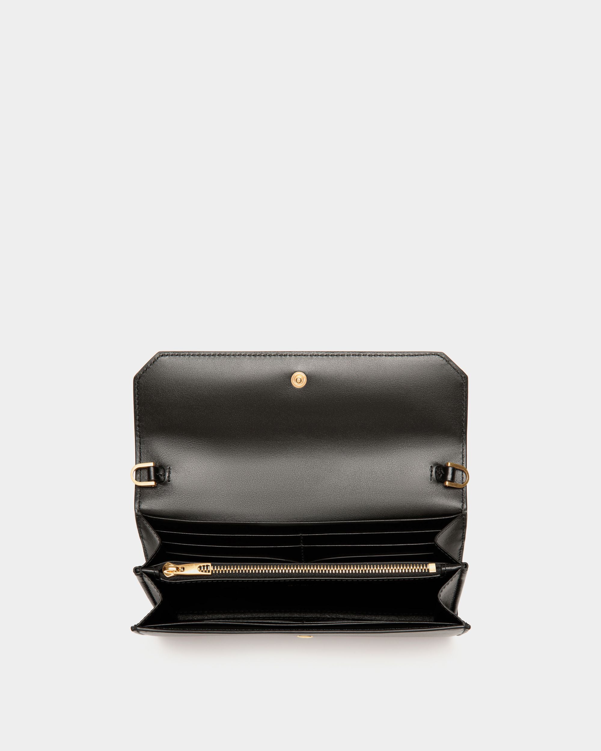 Emblem Travel Wallet In Black Leather - Women's - Bally - 03