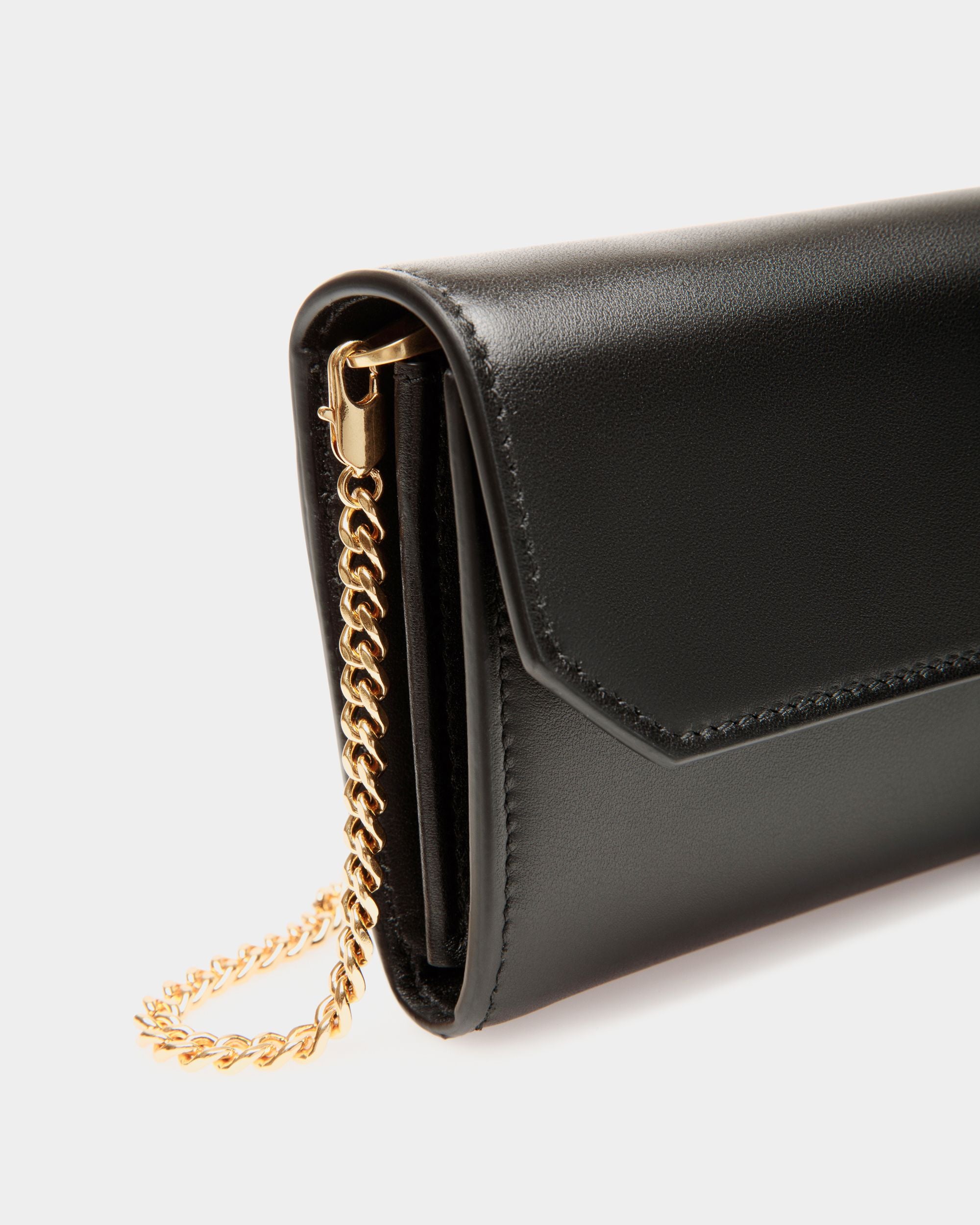 Emblem Travel Wallet In Black Leather - Women's - Bally - 04
