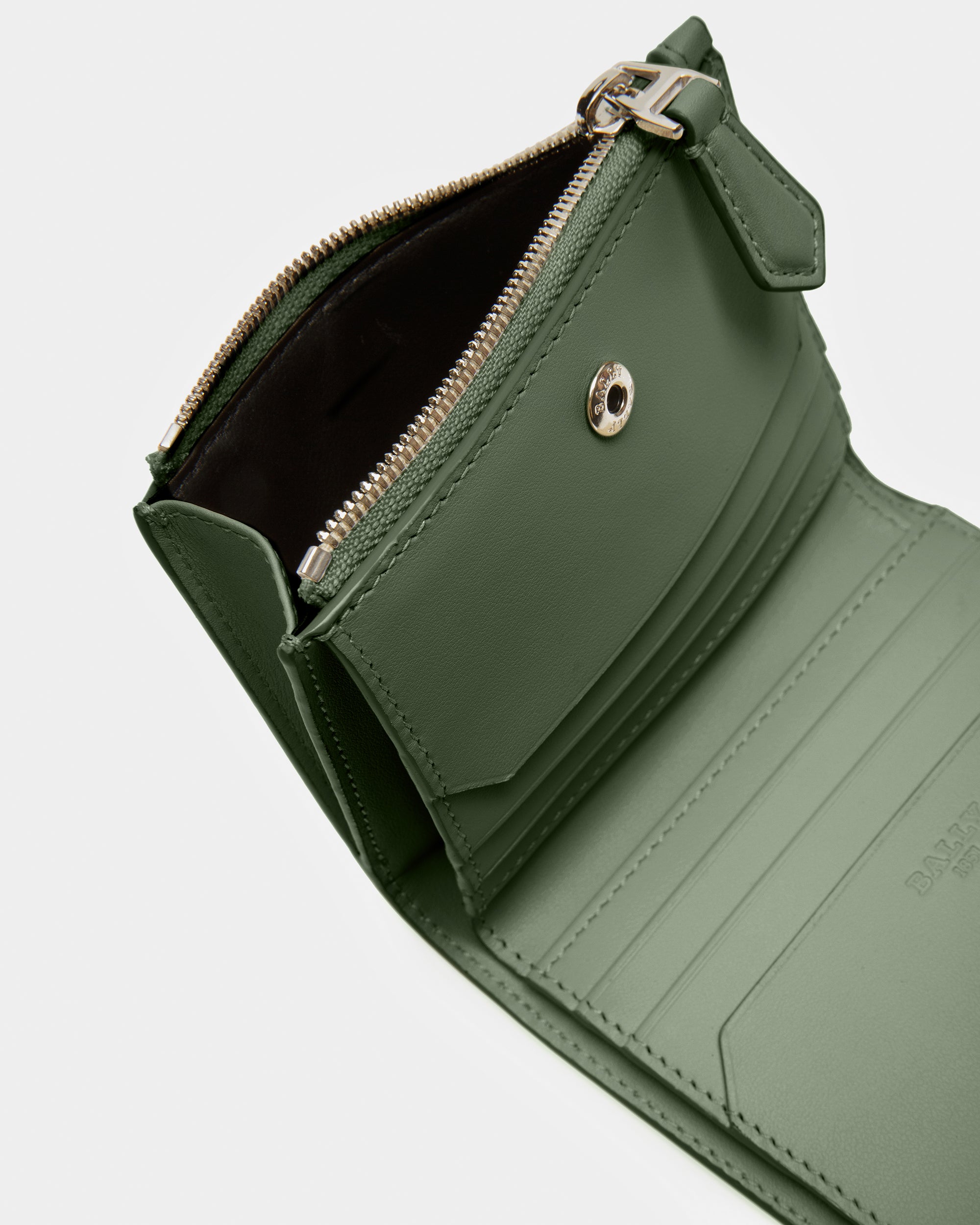 Axeel Leather Wallet In Sage - Women's - Bally - 04